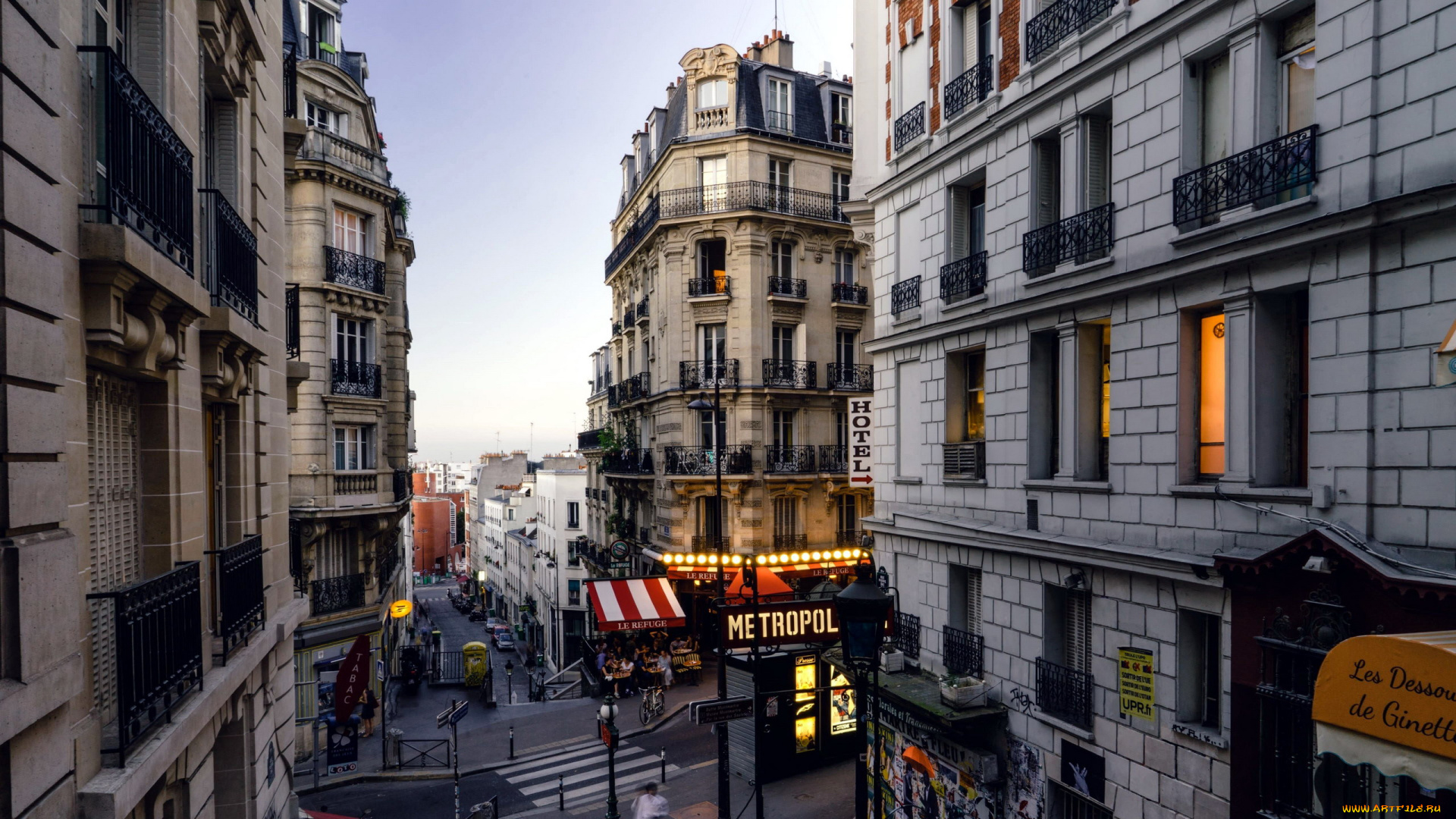 города, париж, , франция, дома, улица