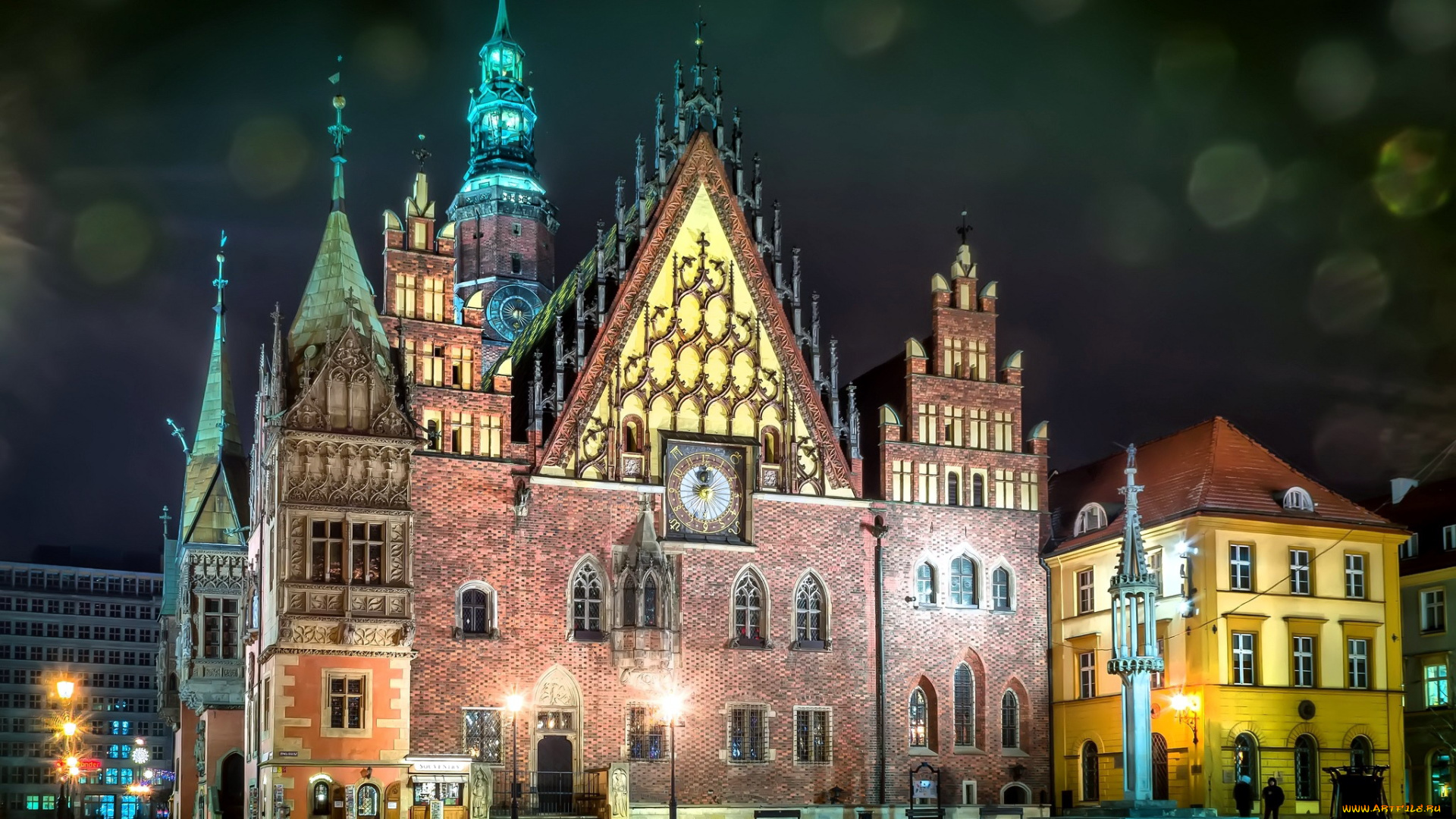 города, вроцлав, , польша, вечер