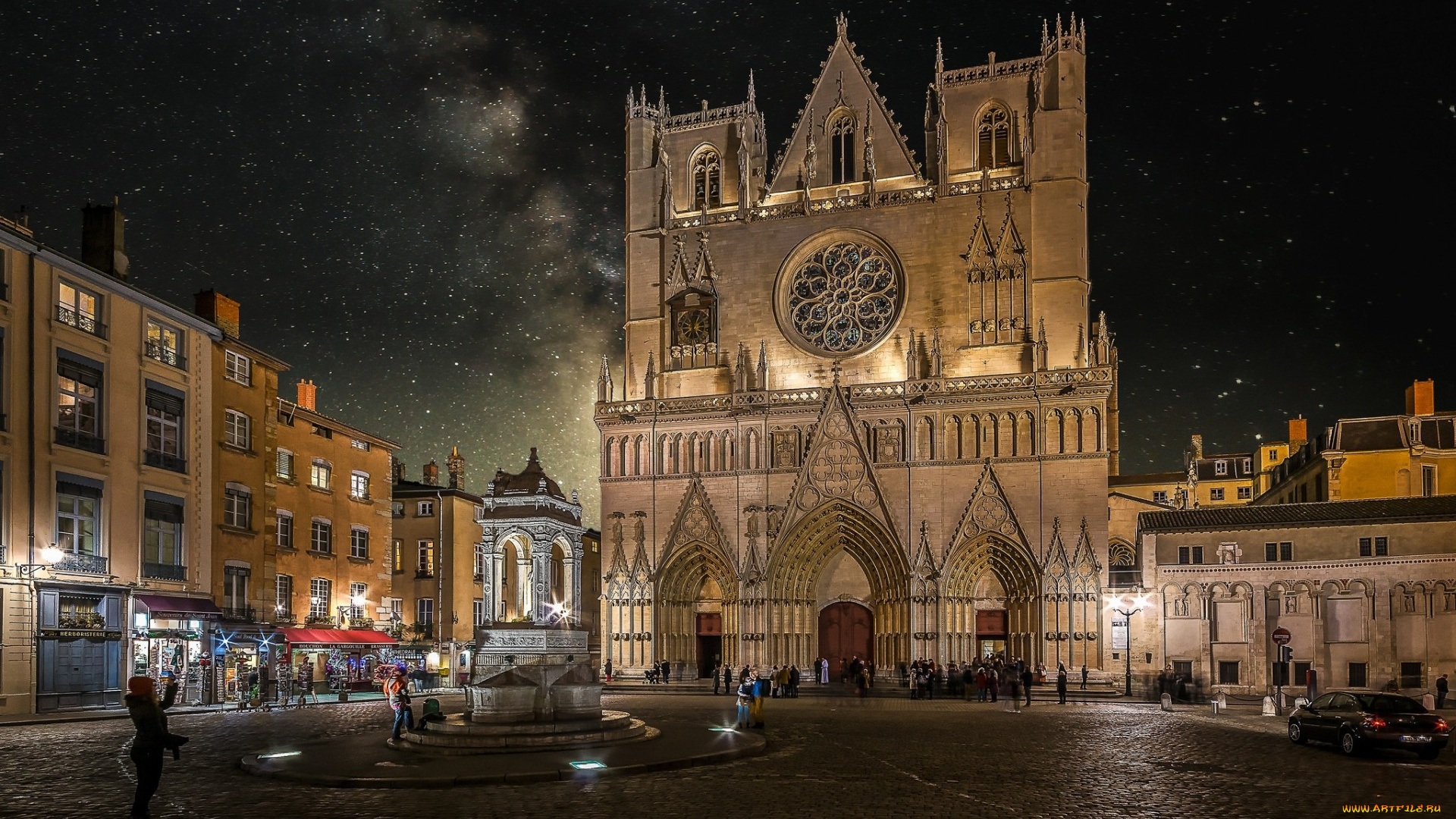 lyon, cathedral, place, saint-jean, города, лион, , франция, place, saint-jean, lyon, cathedral