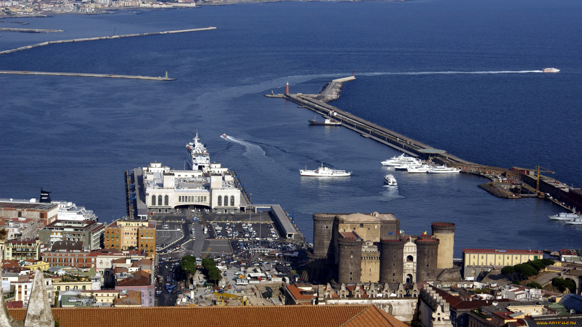 неаполь, италия, города, -, панорамы