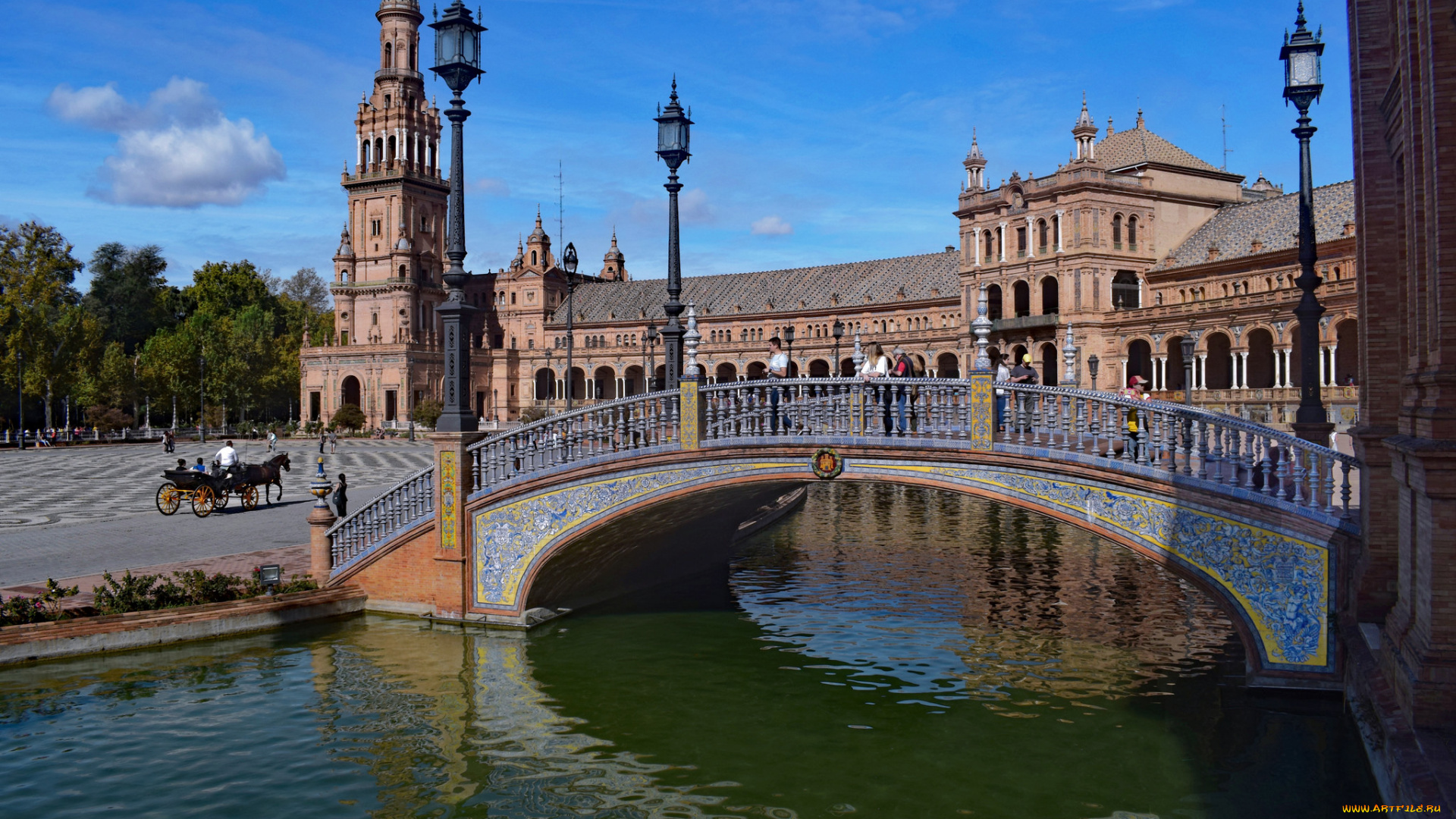 plaza, de, espana, города, севилья, , испания, простор