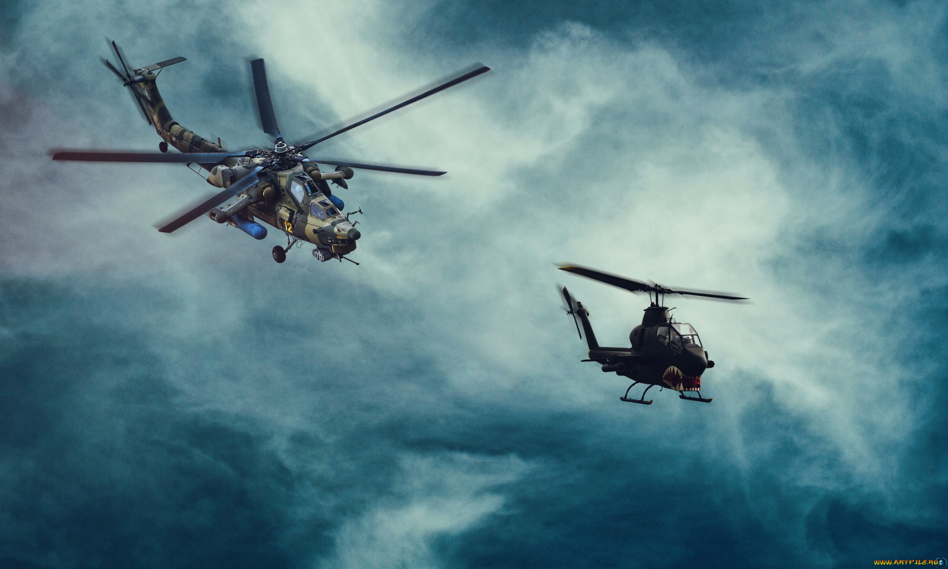 ми-28н, авиация, вертолёты, боевой, вертолет, военная, небо, ми28н, ночной, охотник