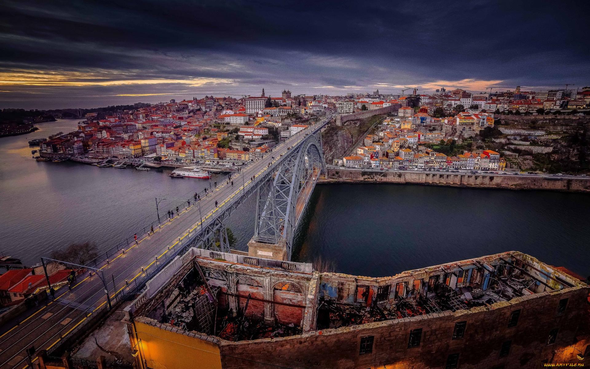 города, порту, , португалия, мост
