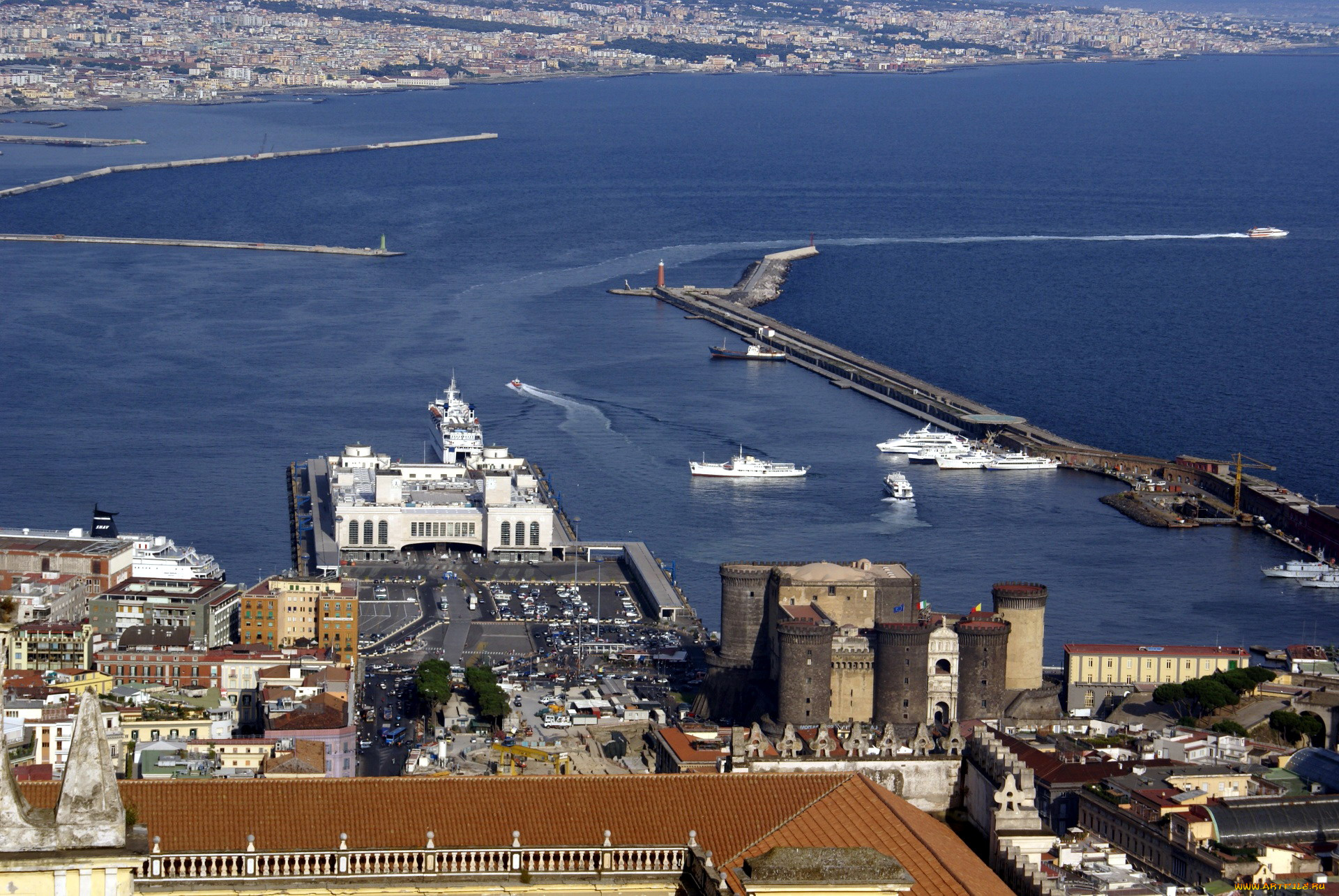 неаполь, италия, города, -, панорамы