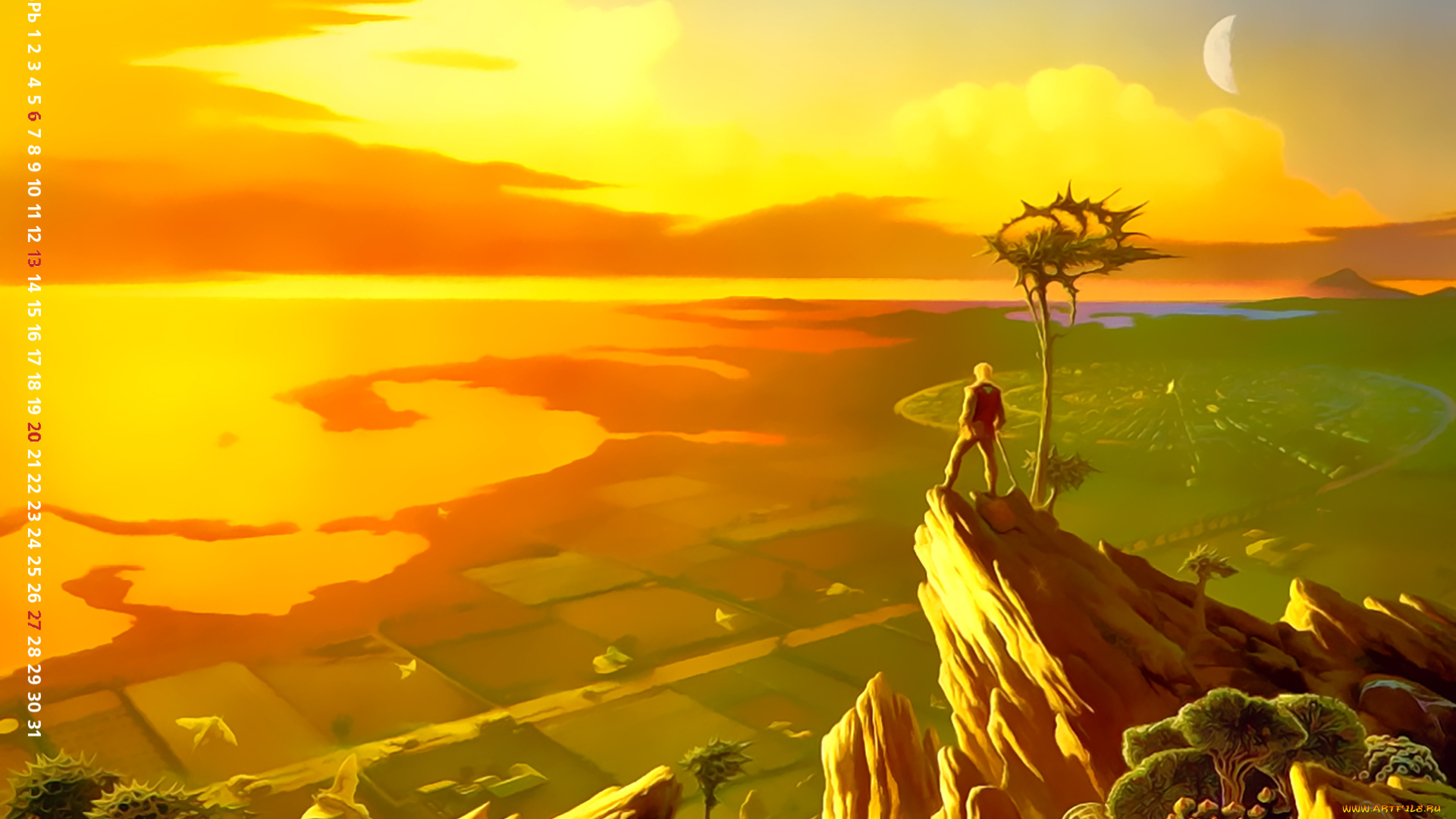 календари, фэнтези, растение, утес, природа, 2019, calendar, человек