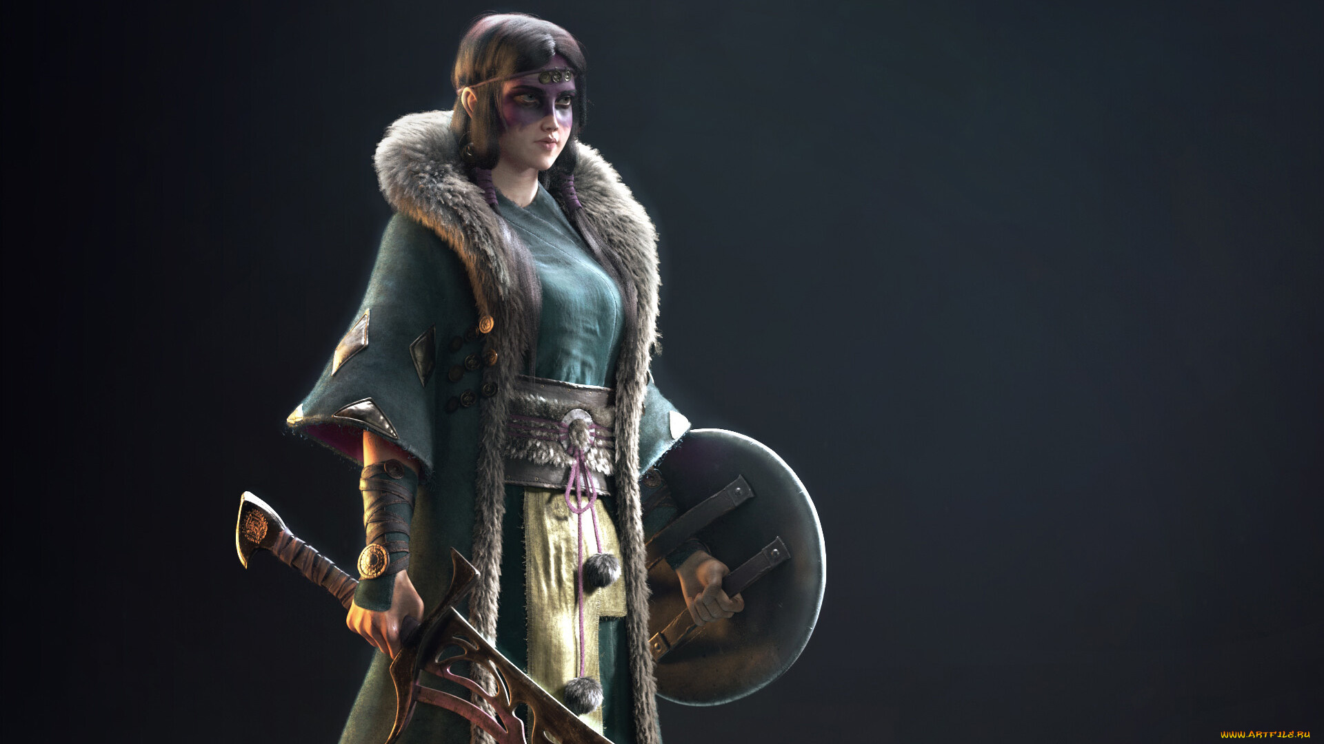 видео, игры, for, honor, девушка, воин