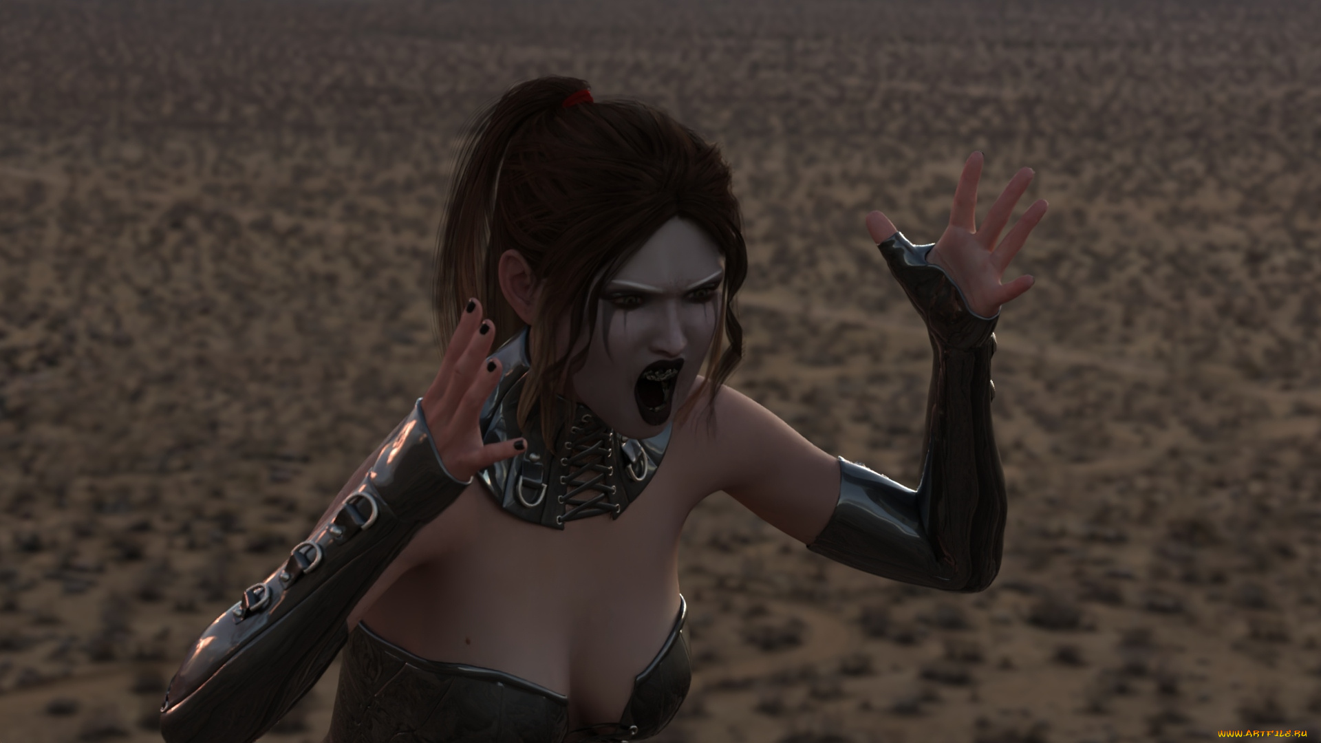 3д, графика, эльфы, , elves, дроу, перчатки, пустыня, крик