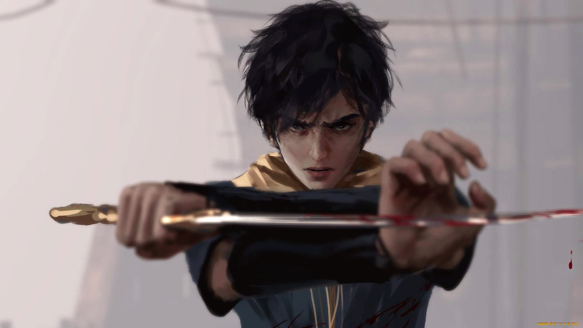 фэнтези, _ghost, blade, , , призрачный, клинок, парень, кинжал, кровь, корабль