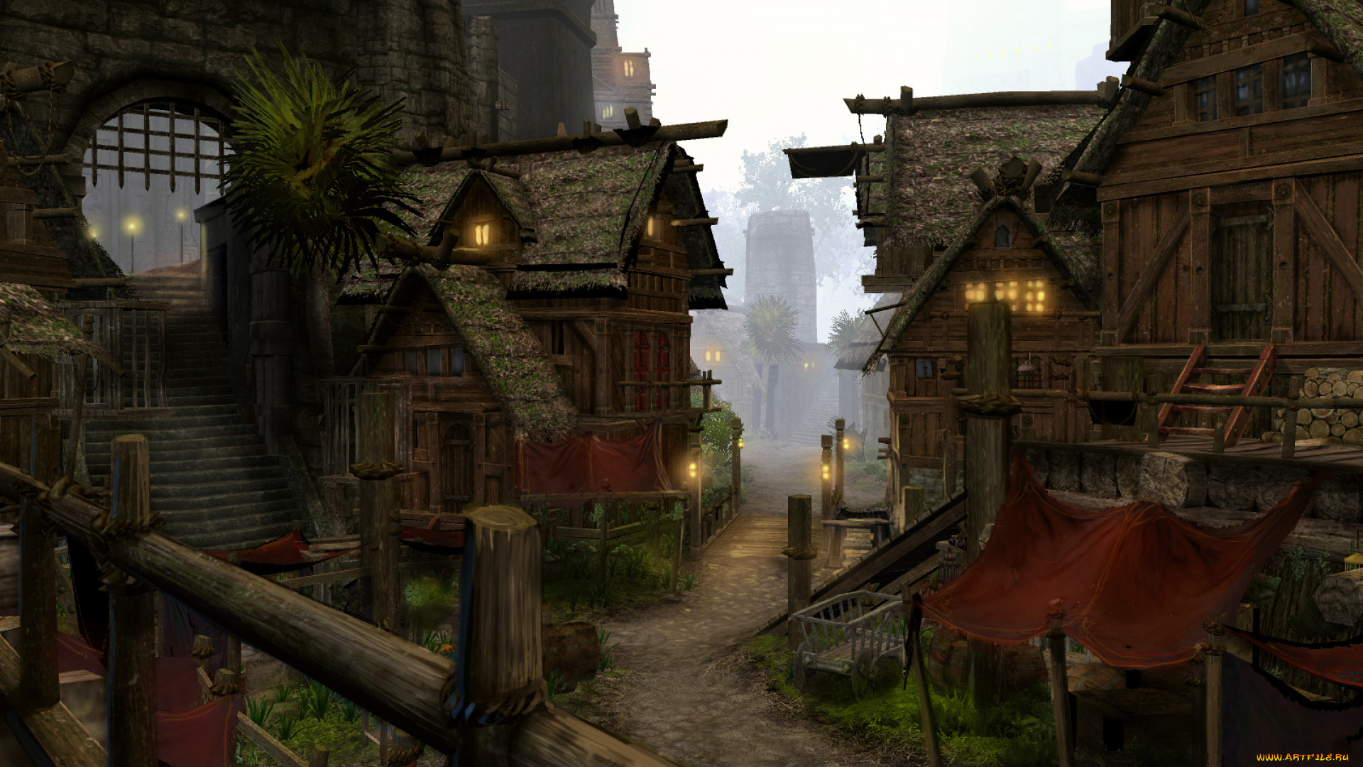 видео, игры, age, of, conan, , hyborian, adventures, город, поселение, дома