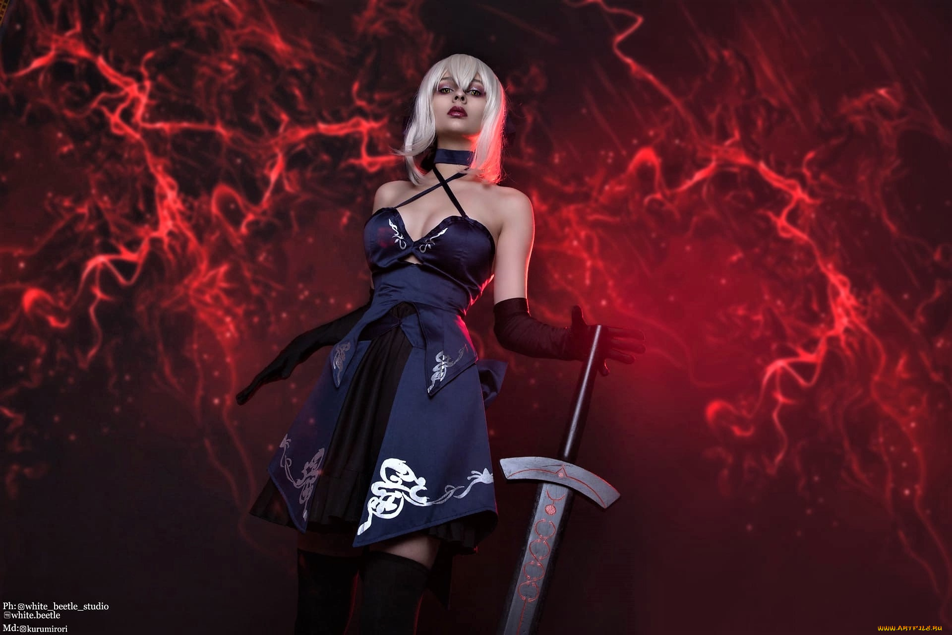 девушки, kurumirori, образ, костюм, наряд, меч