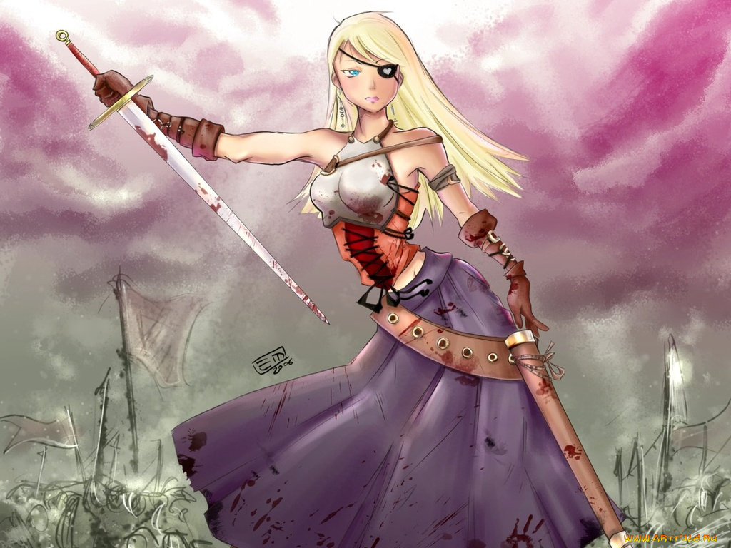 аниме, weapon, blood, technology