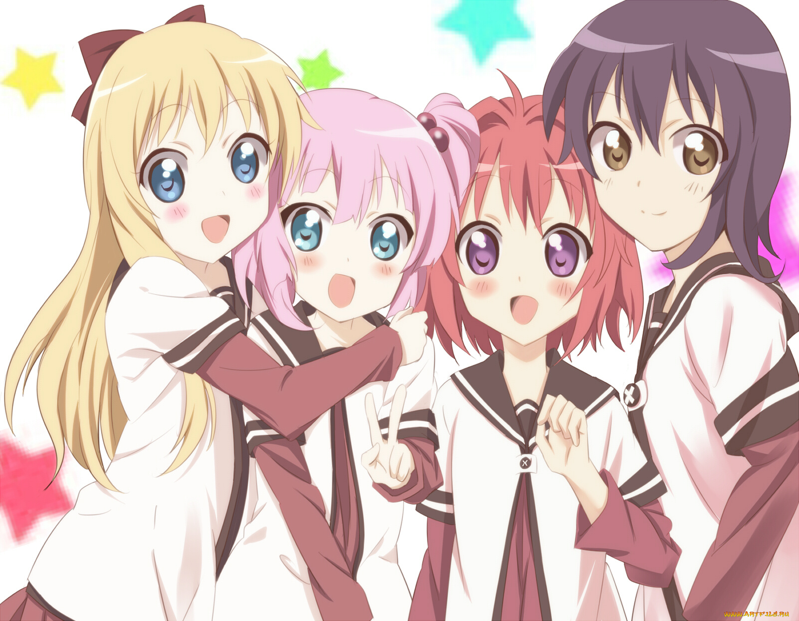 yuru, yuri, аниме, yoshikawa, chinatsu, akaza, akari, toshinou, kyouko, funami, yui