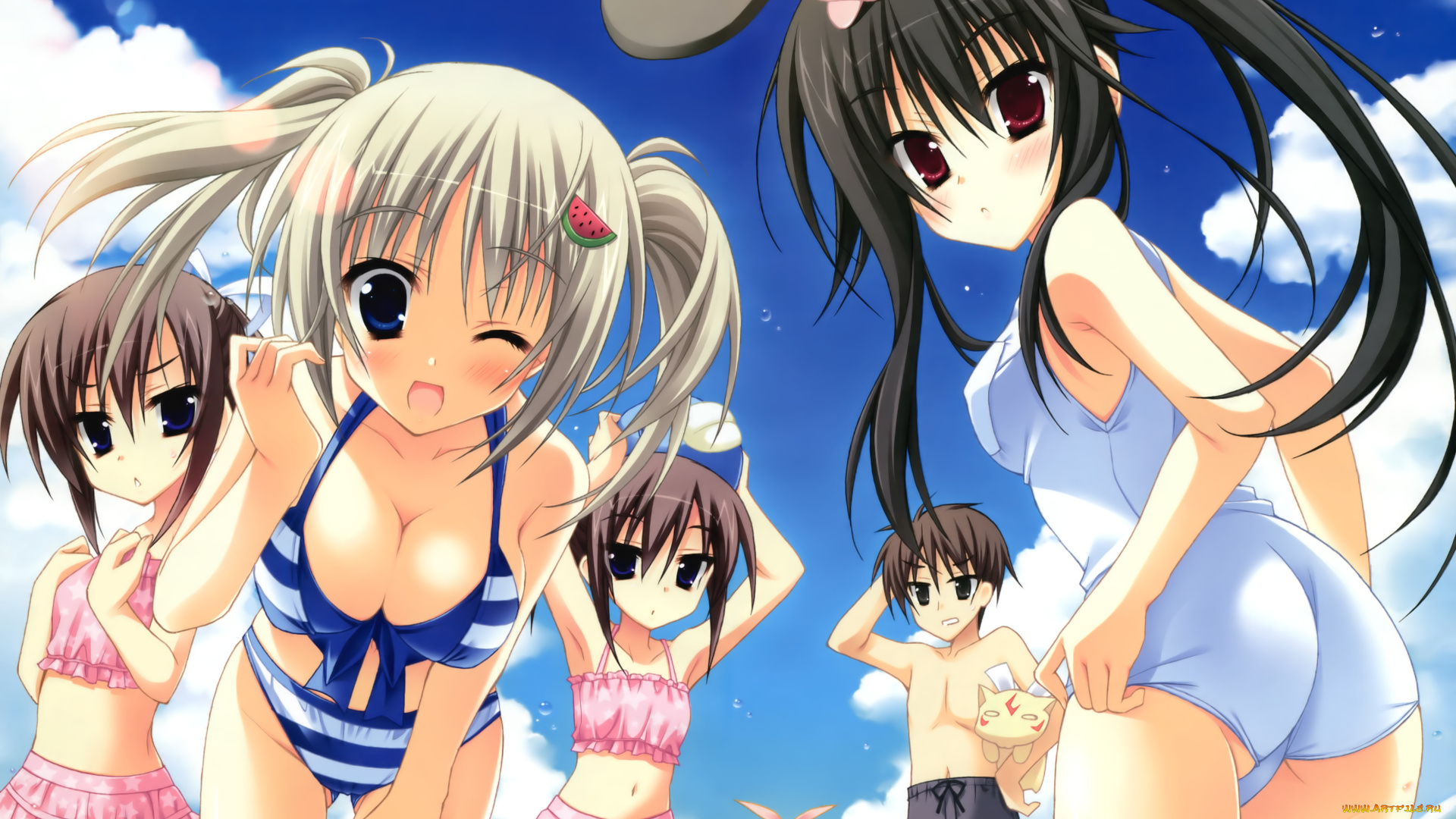 аниме, *unknown, другое, лоли, девушки, купальник