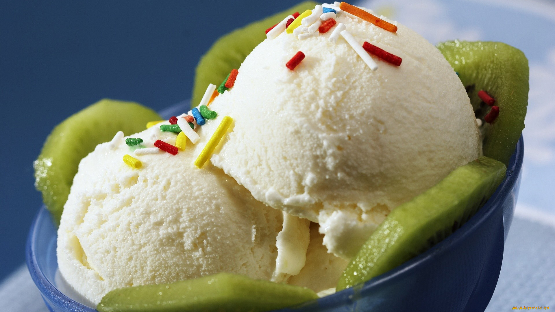 еда, мороженое, десерты, киви, посыпка