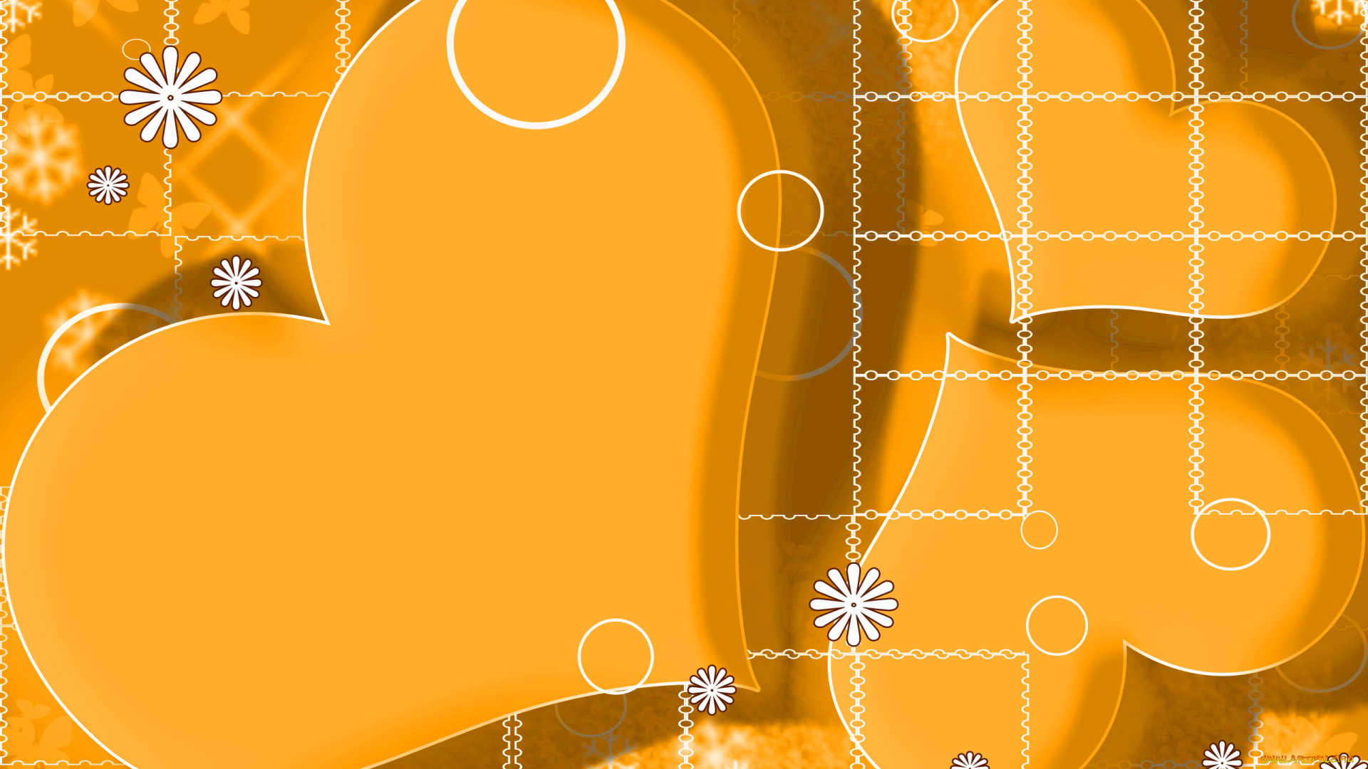 векторная, графика, клетки, ромашки, желтые, сердечки