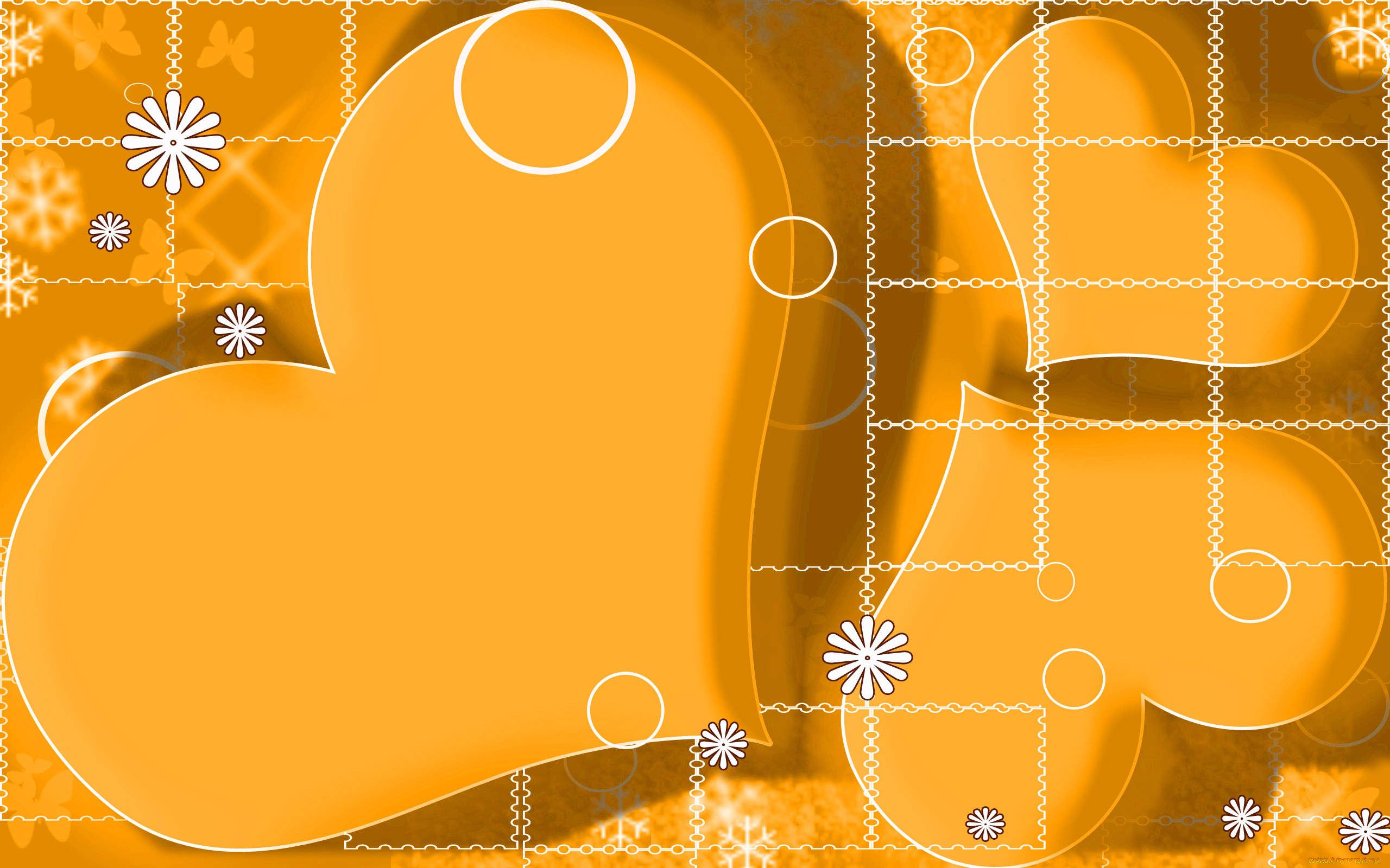 векторная, графика, клетки, ромашки, желтые, сердечки