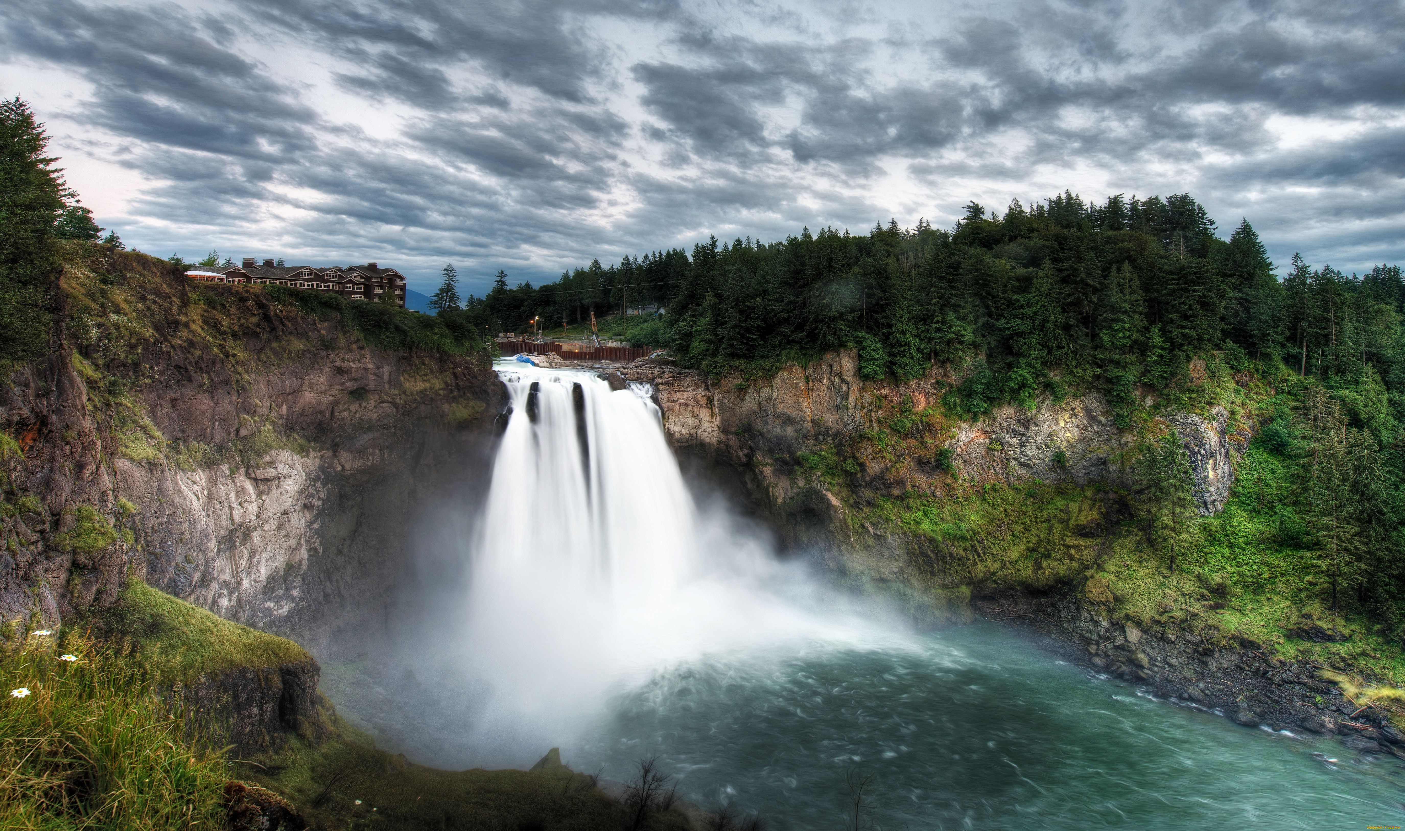 природа, водопады, поток, скалы, лес, река