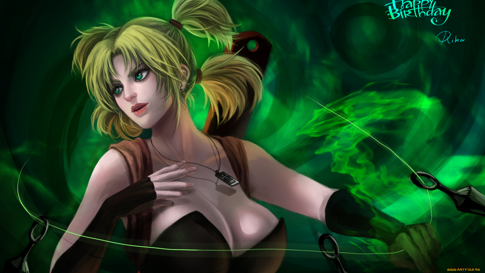 аниме, naruto, арт, зелень, девушка, песок, темари