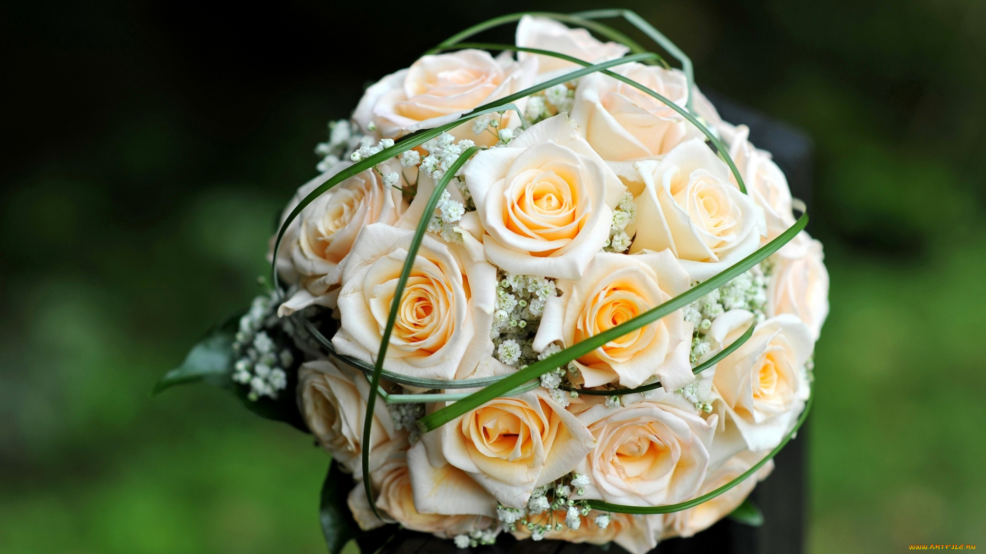 цветы, розы, желтые, букет, свадебный, бутоны