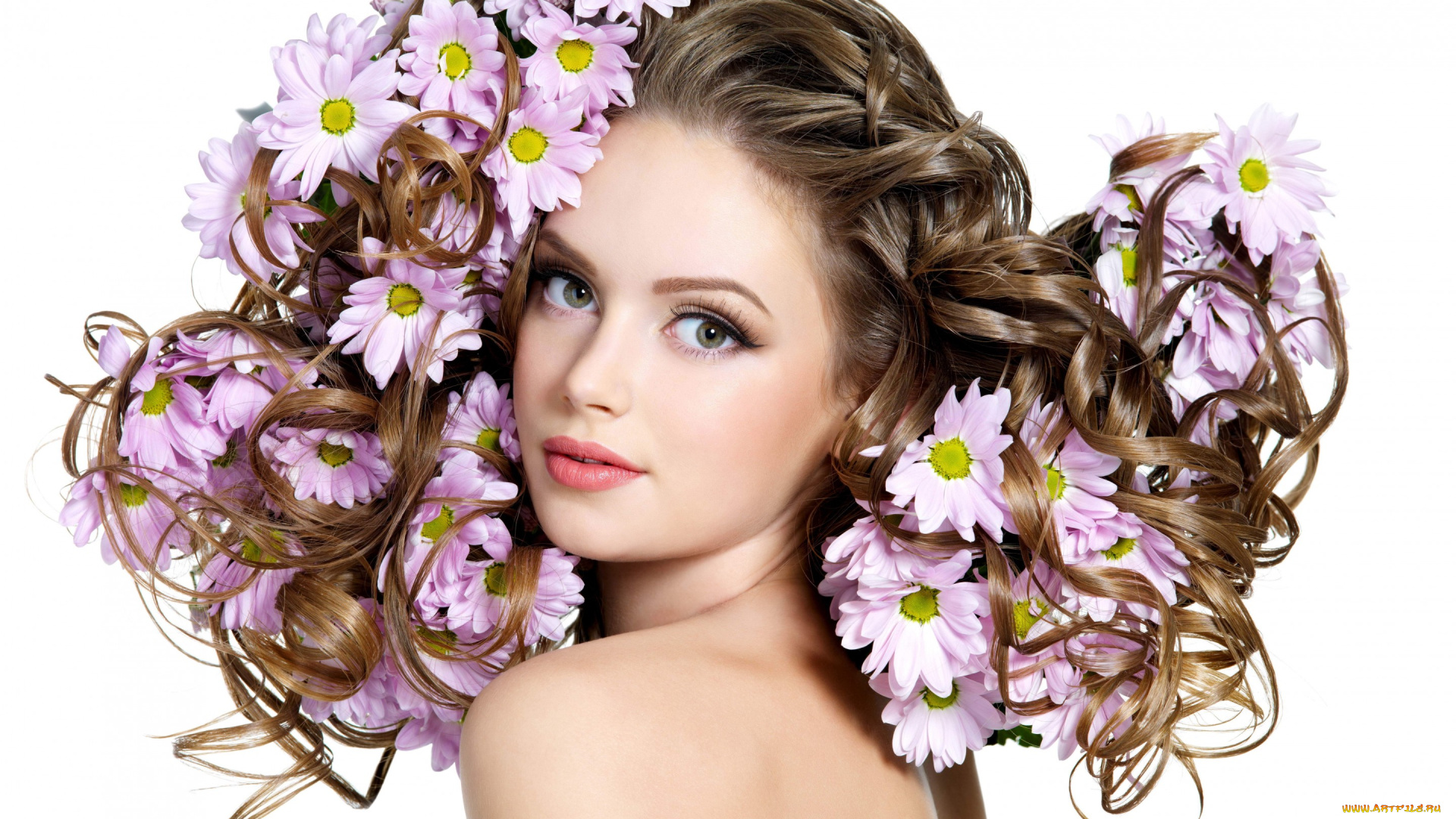 девушки, -unsort, , лица, , портреты, цветы