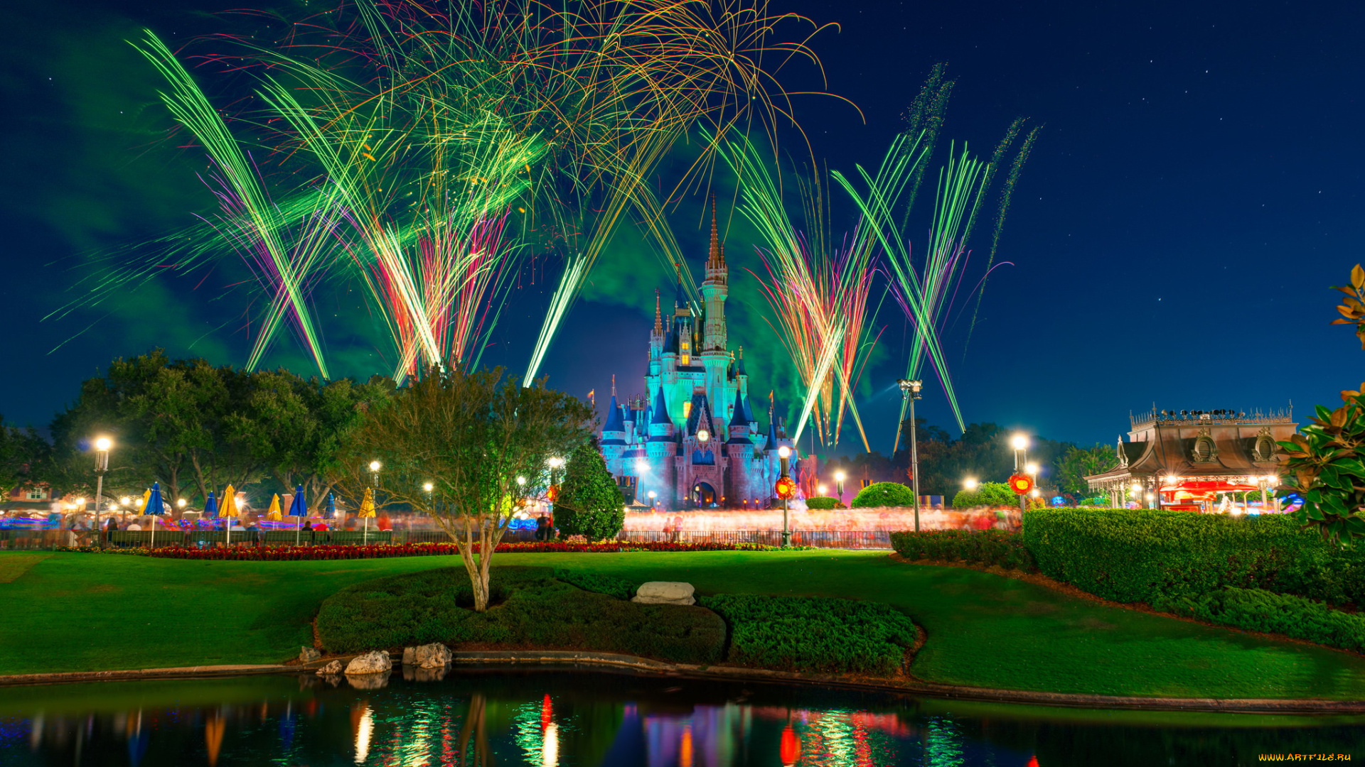 диснейленд, города, салют, праздник