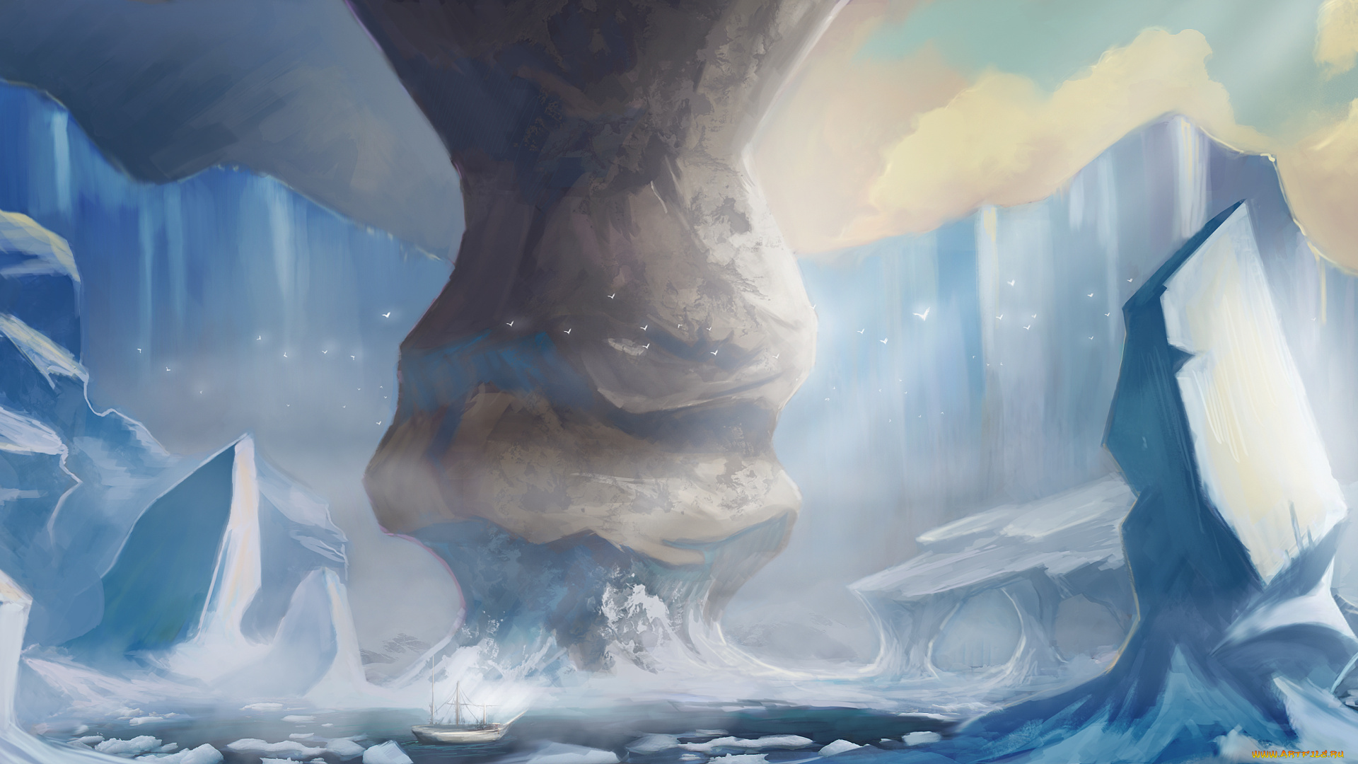фэнтези, иные, миры, , иные, времена, иной, айсберги, шлюп, мир, море