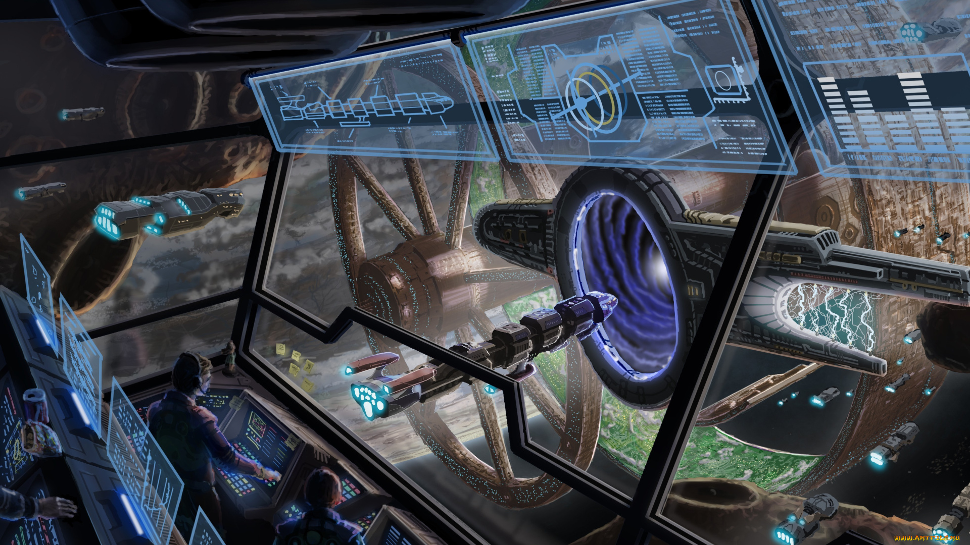 фэнтези, космические, корабли, , звездолеты, , станции, отсек, корабль, космический, управление