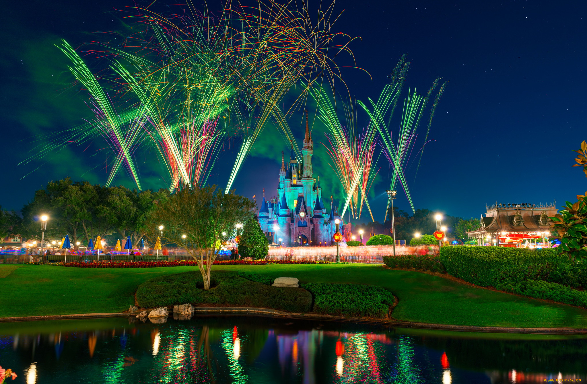 диснейленд, города, салют, праздник