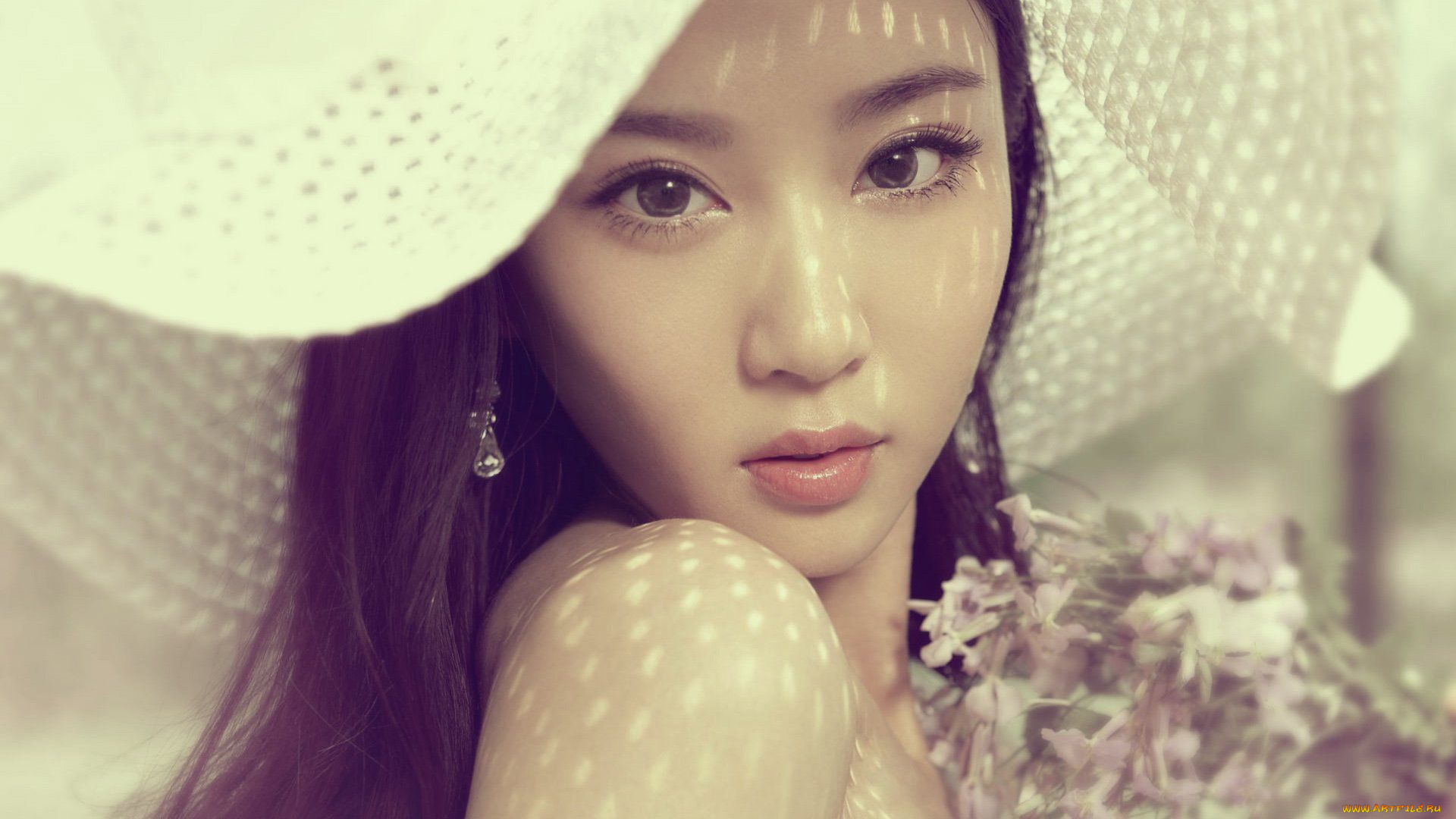 девушки, -unsort, , лица, , портреты, лето, девушка, цветы, шляпка