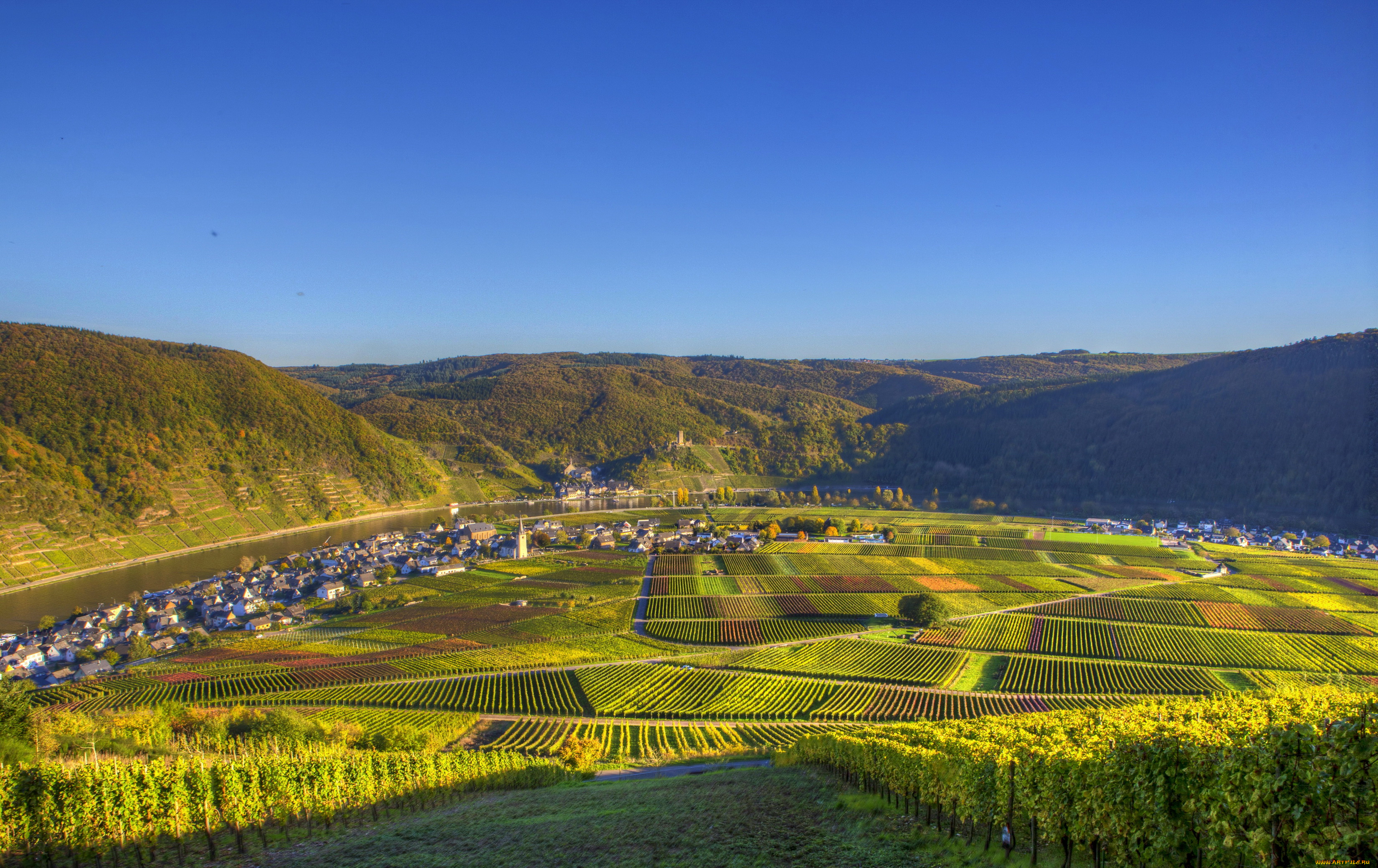 ellenz, , германия, природа, пейзажи, поля, река, горы, дома, германия, ellenz, пейзаж