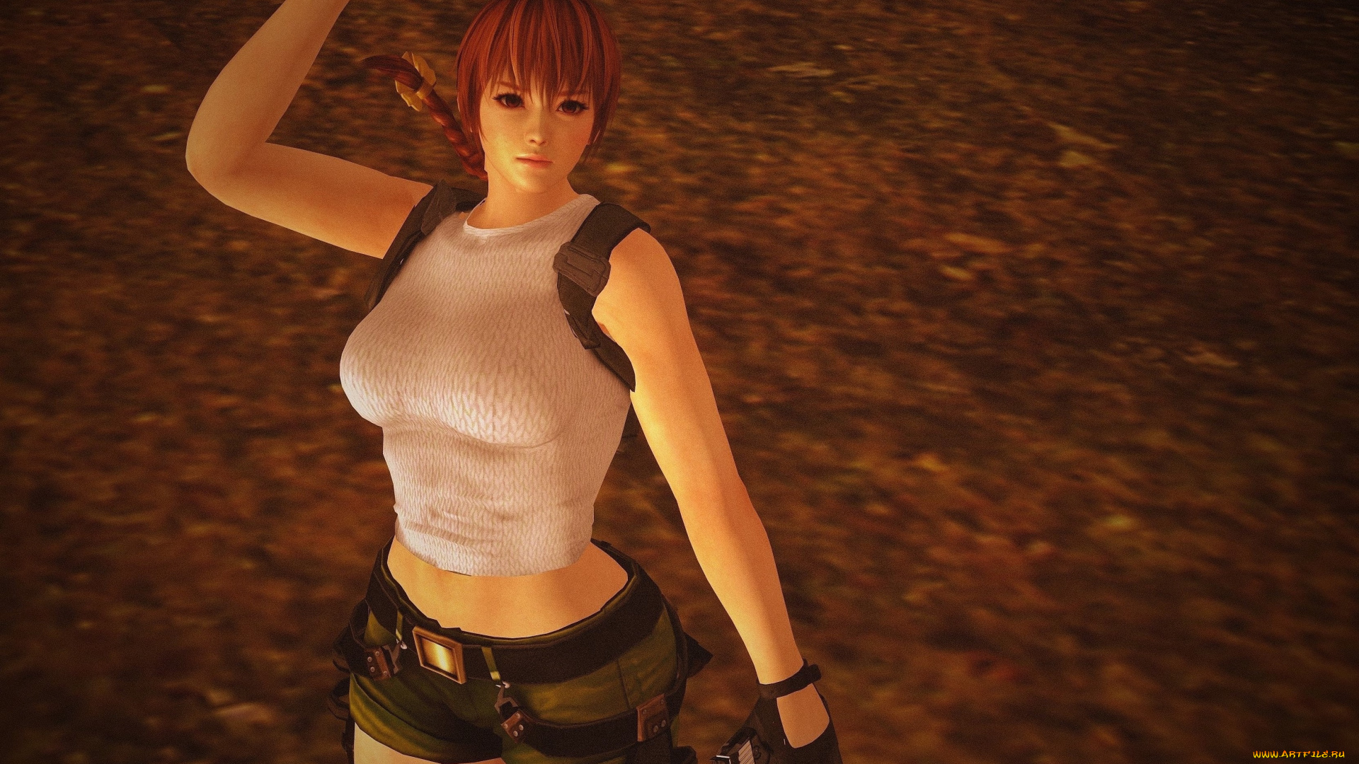 3д, графика, аниме, , anime, девушка, оружие, фон, взгляд