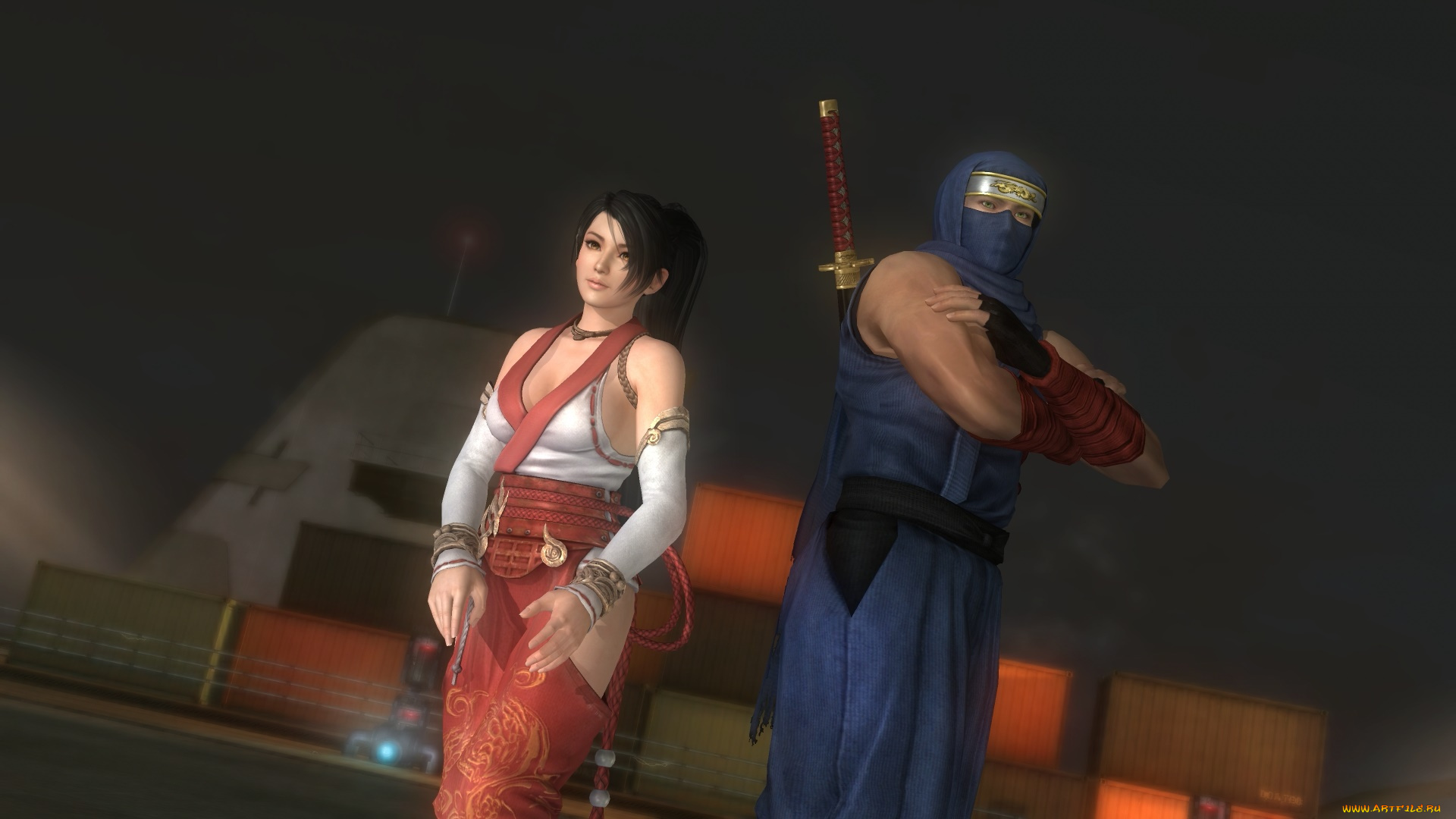 3д, графика, аниме, , anime, ниндзя, оружие, фон, взгляд, девушка