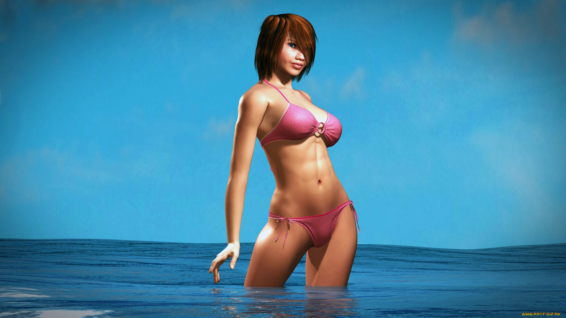 3д, графика, люди, , people, девушка, взгляд, фон, грудь