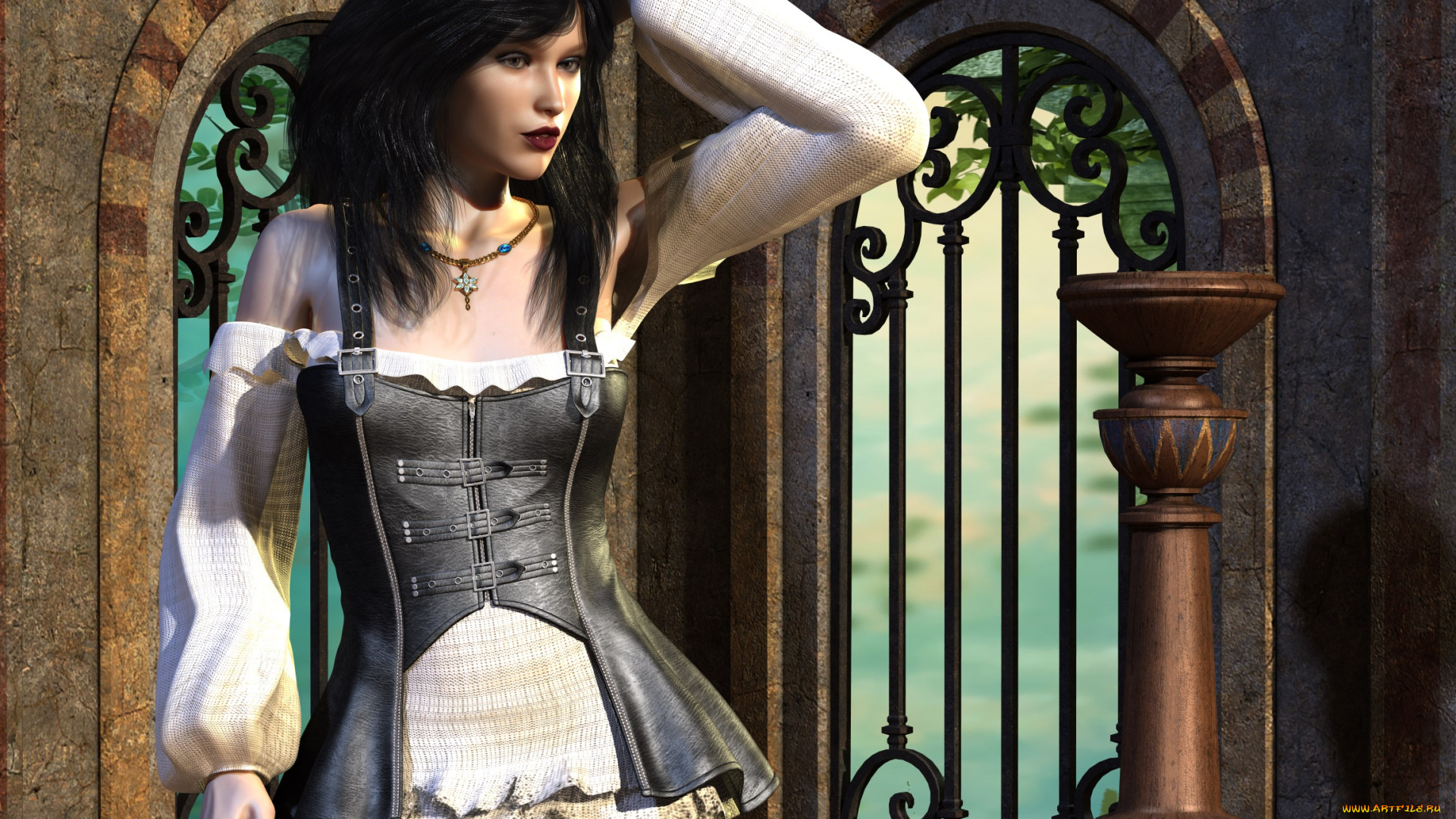 3д, графика, люди, , people, девушка, взгляд, фон