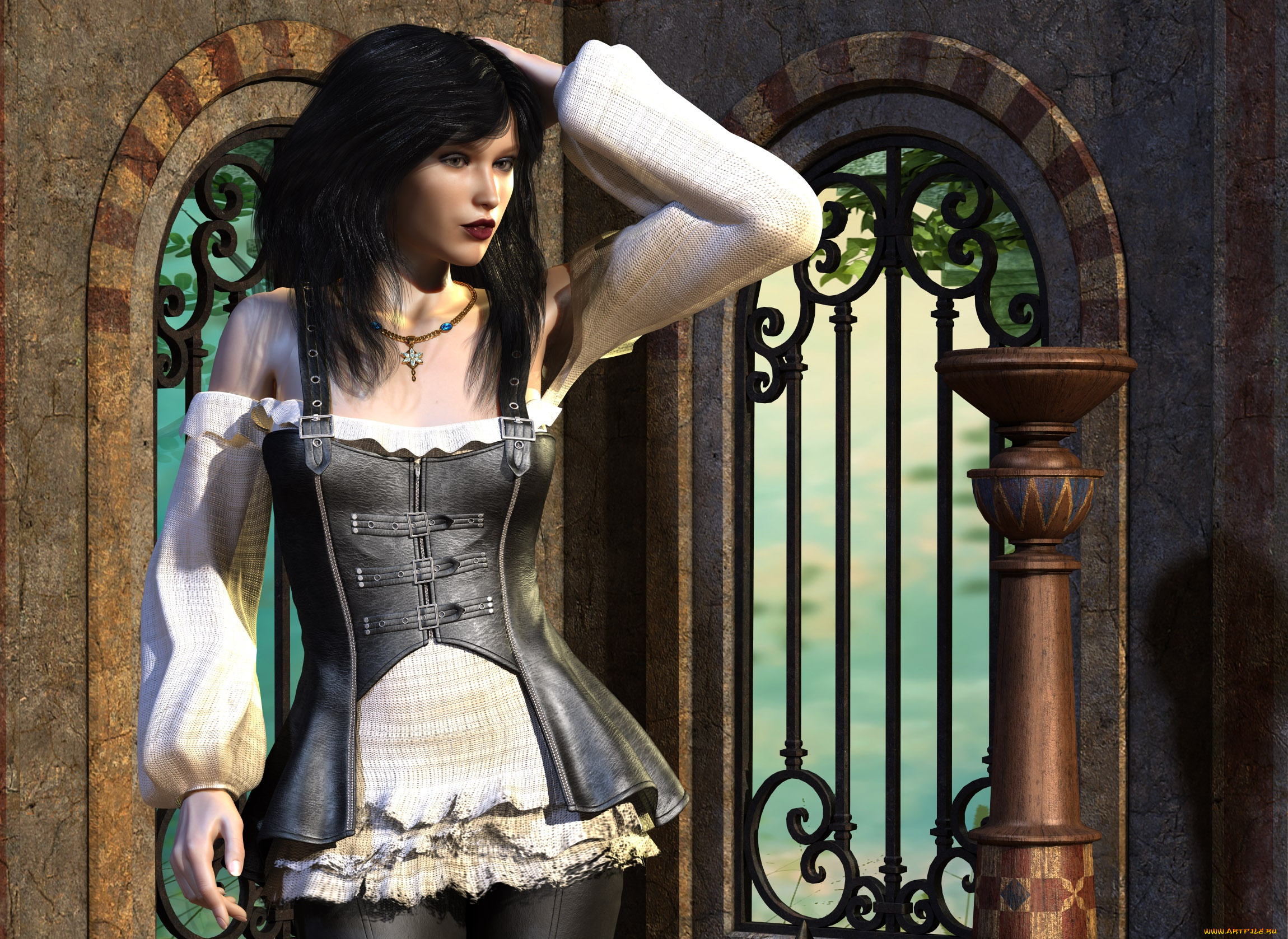 3д, графика, люди, , people, девушка, взгляд, фон