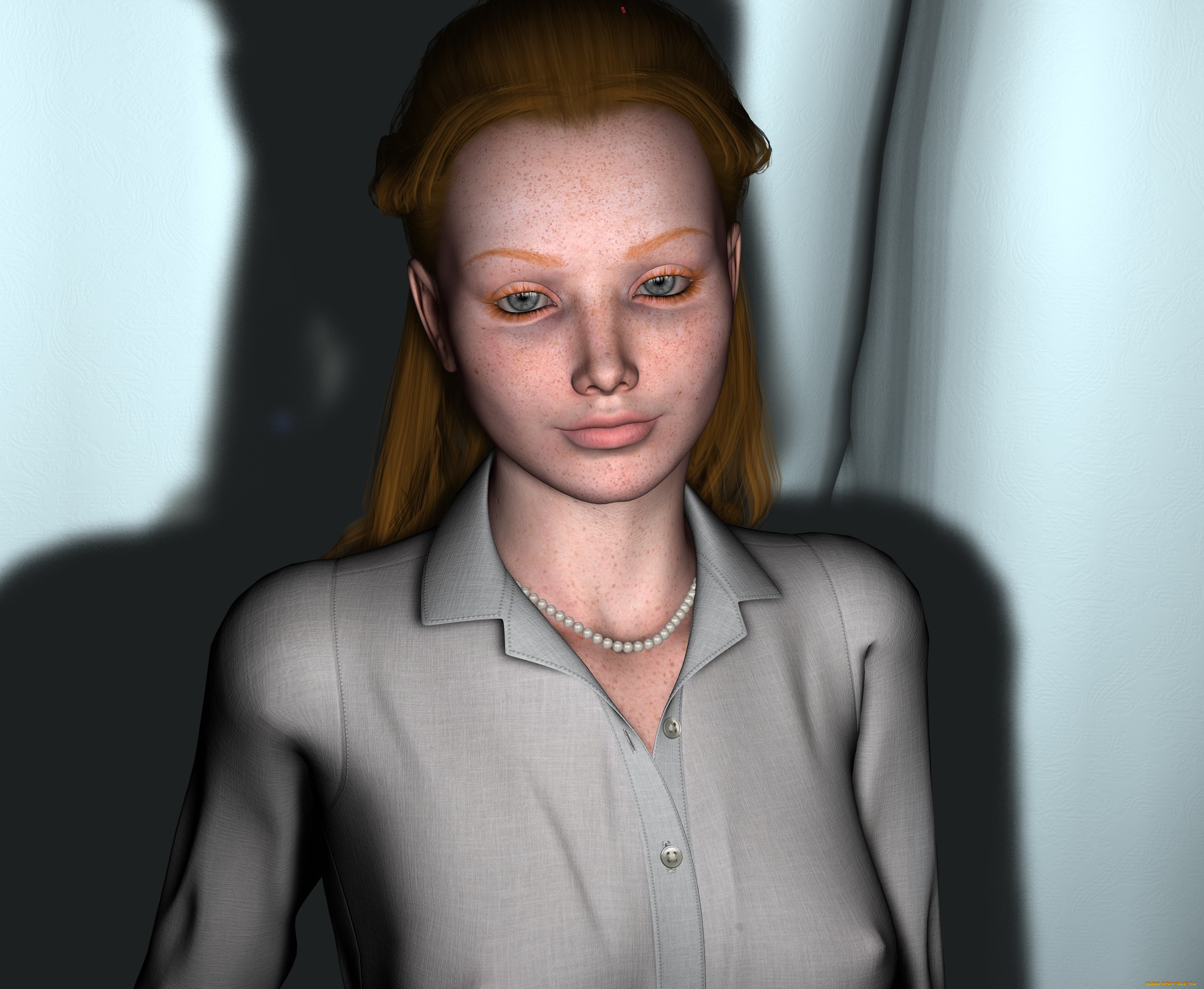 3д, графика, портрет, , portraits, девушка, взгляд, фон