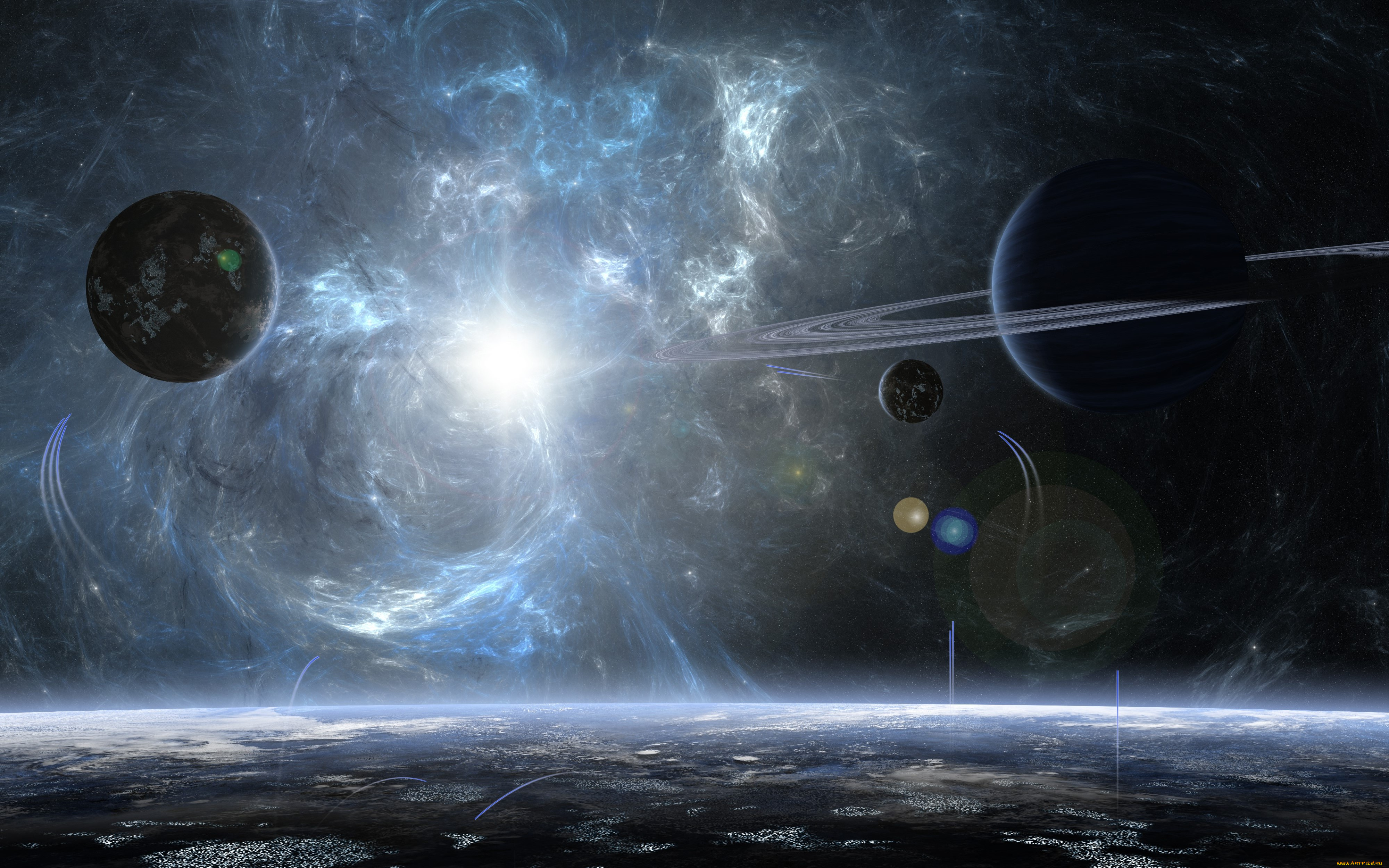 космос, арт, вселенная, планеты, звезды, галактика