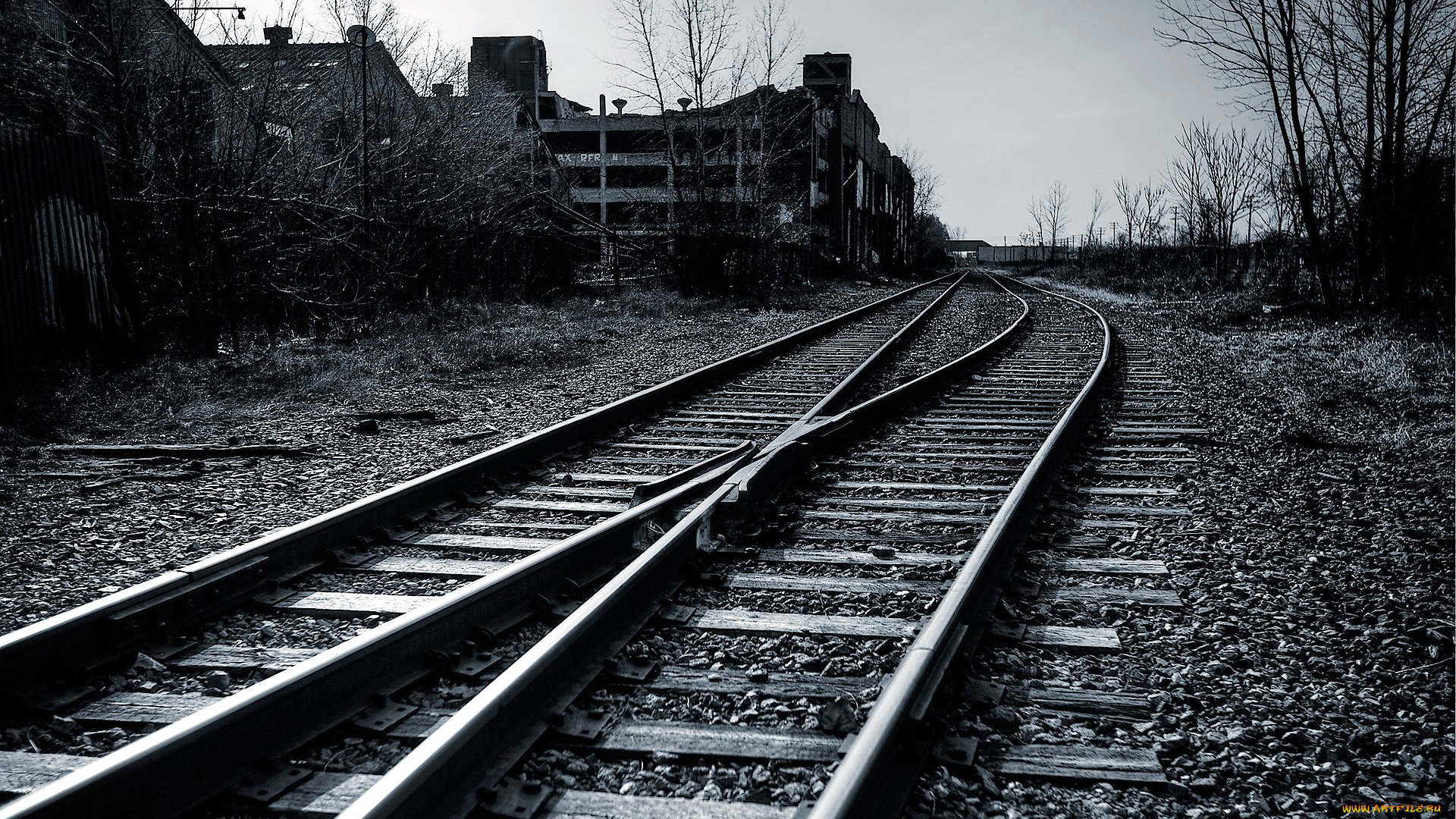 разное, транспортные, средства, и, магистрали, рельсы, шпалы, железная, дорога, развалины