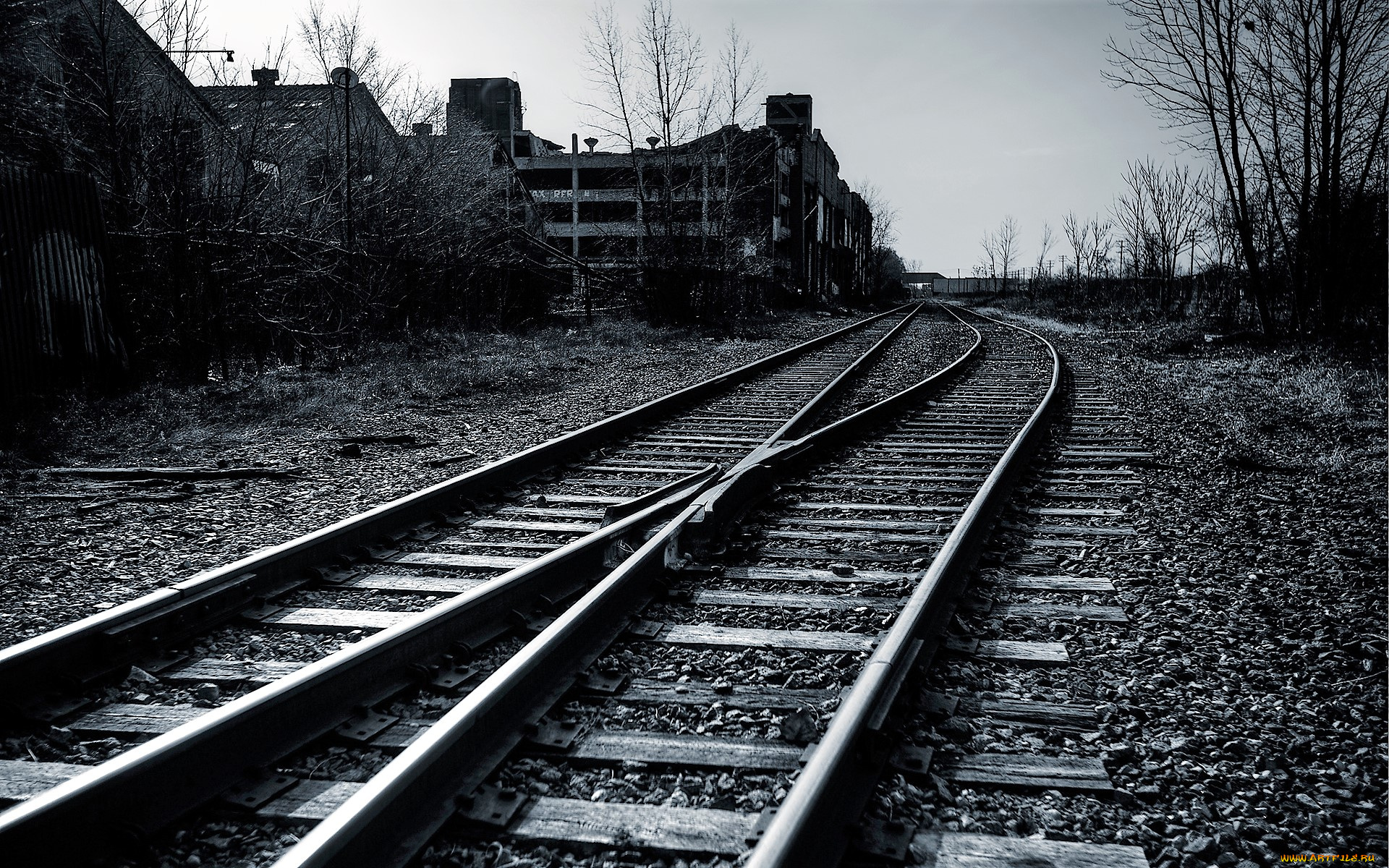 разное, транспортные, средства, и, магистрали, рельсы, шпалы, железная, дорога, развалины