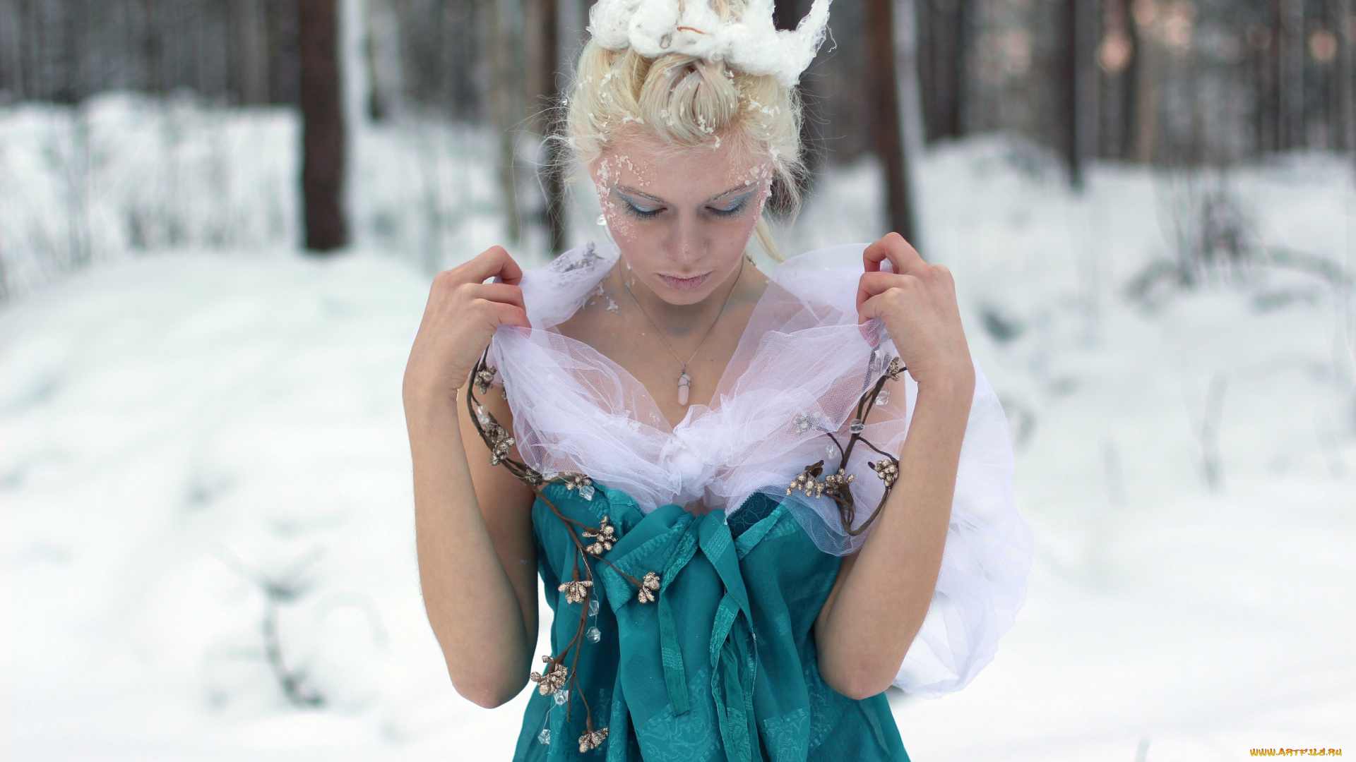 девушки, -, блондинки, , светловолосые, снег, корона, блондинка, mirish