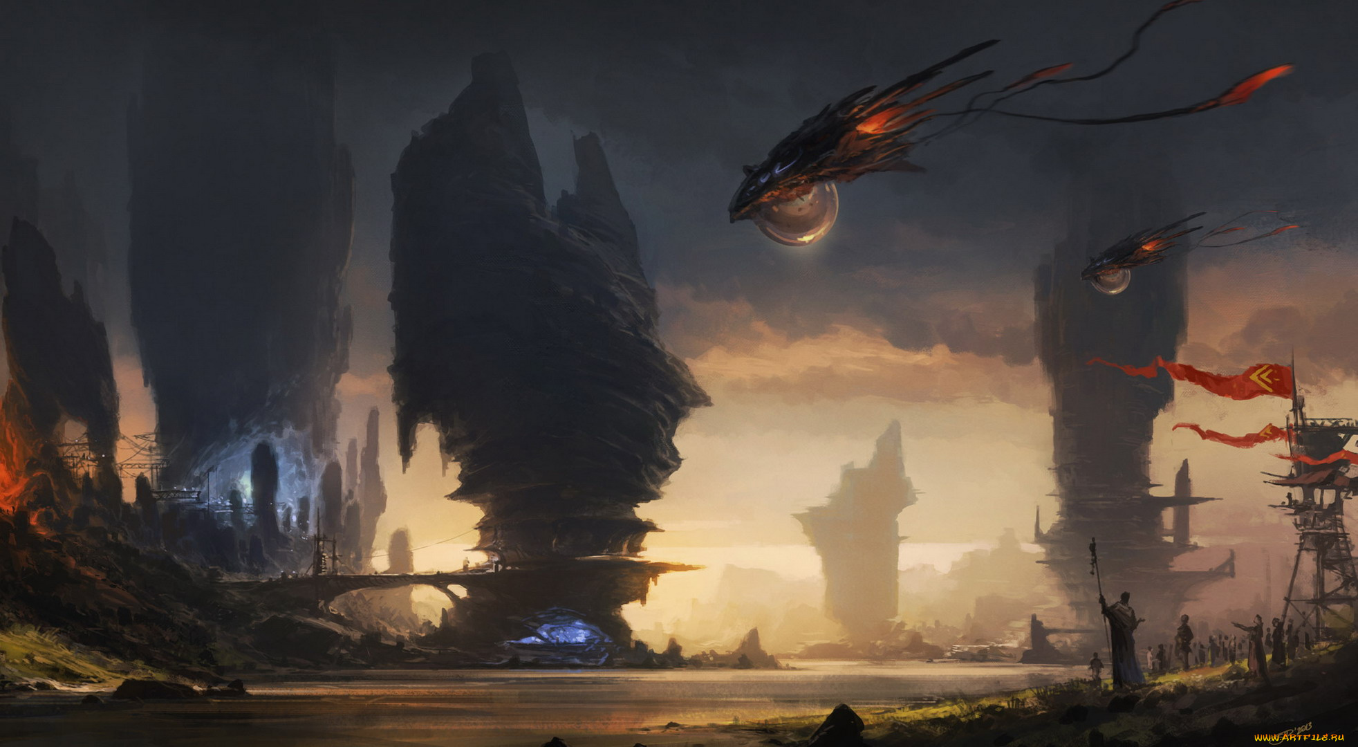 фэнтези, иные, миры, , иные, времена, скалы, река, люди