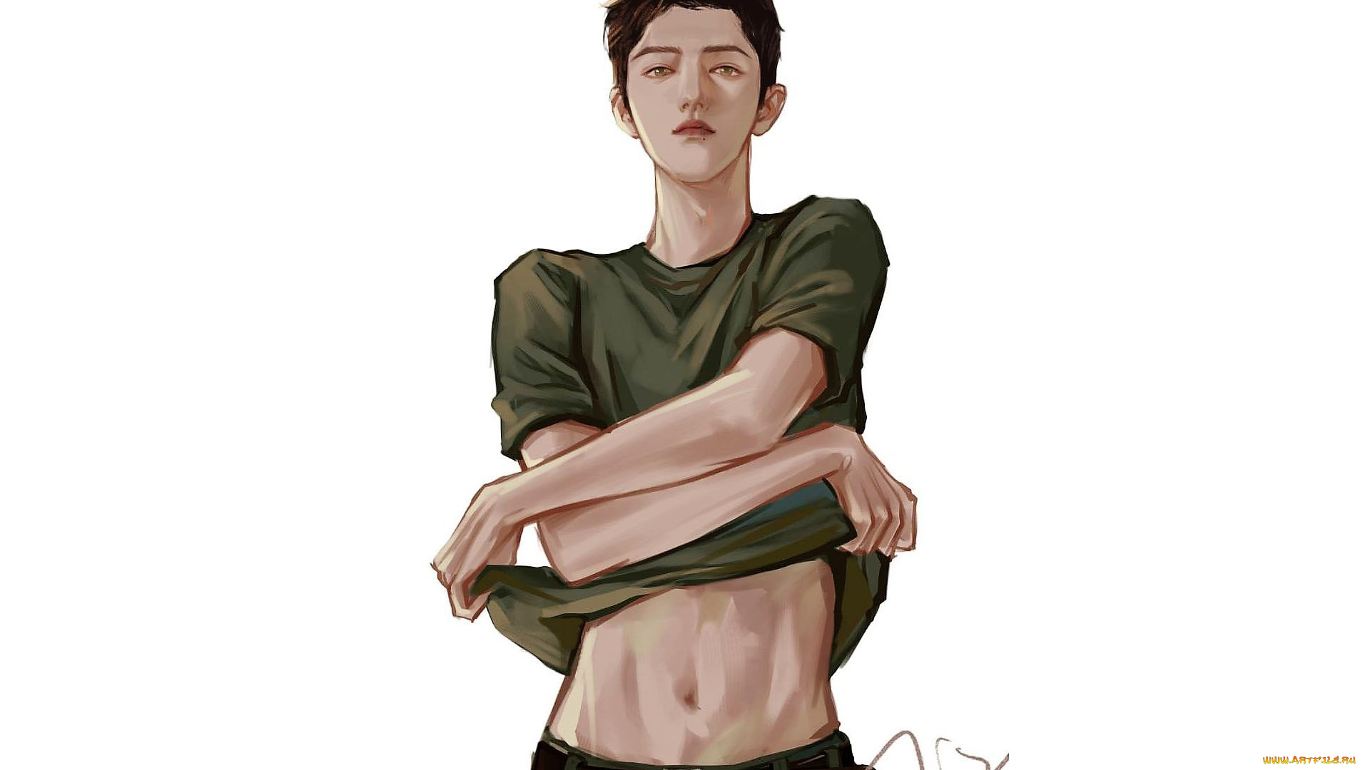 рисованное, люди, сяо, джань, футболка