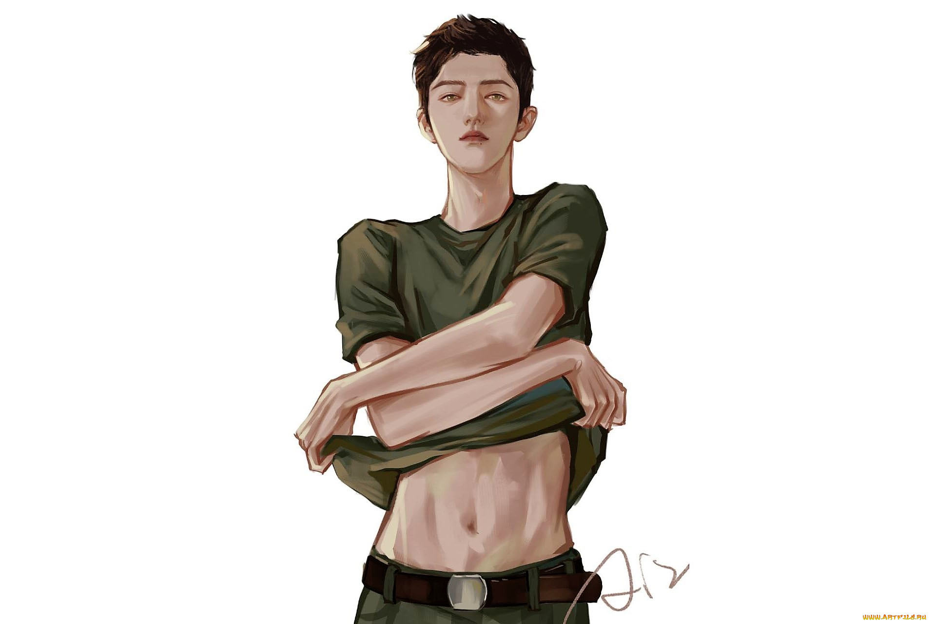 рисованное, люди, сяо, джань, футболка