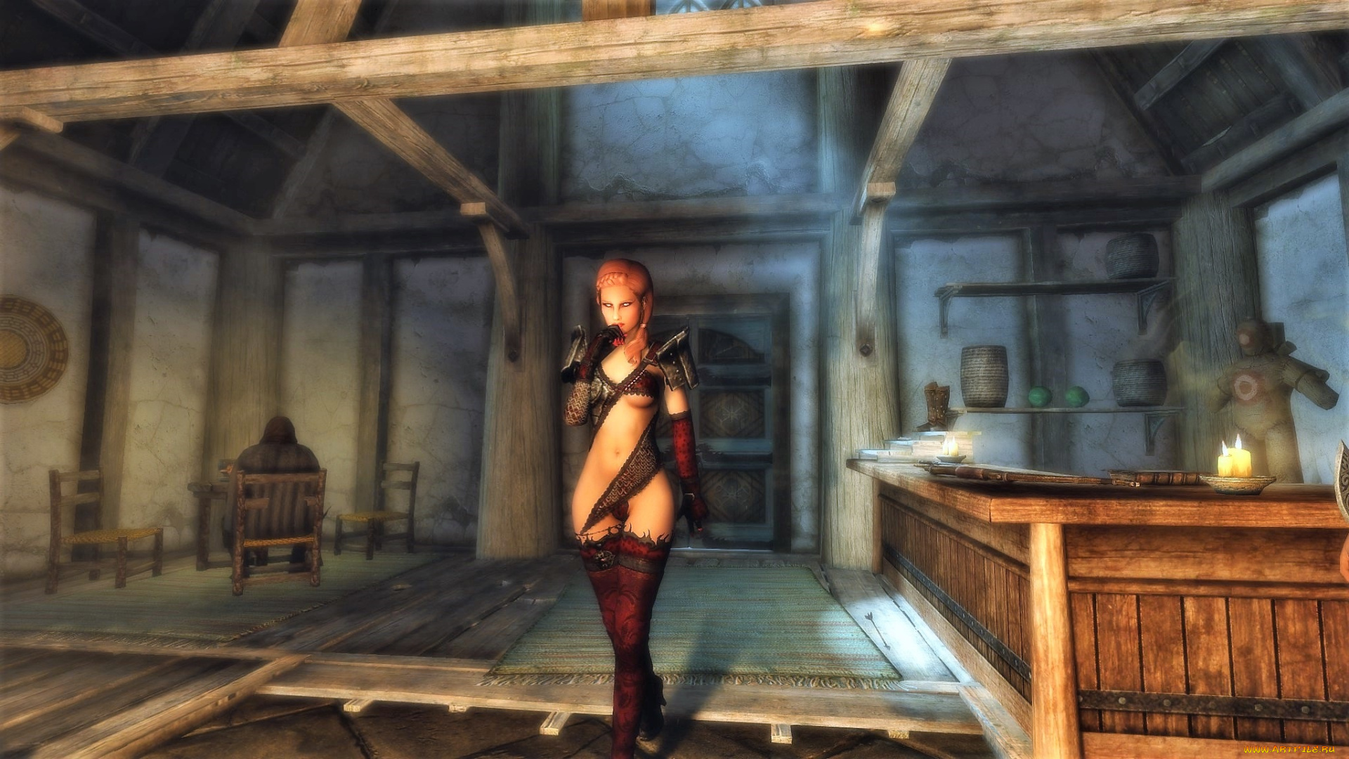 видео, игры, the, elder, scrolls, v, , skyrim, девушка, наряд