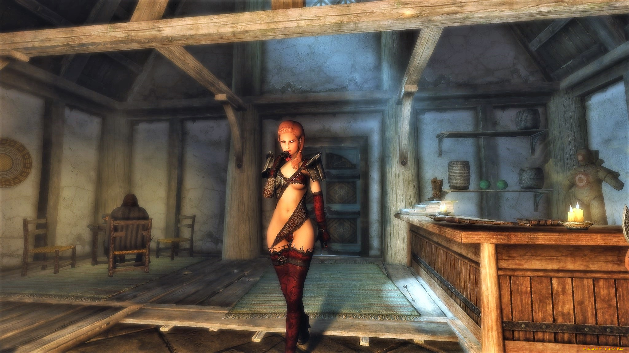 видео, игры, the, elder, scrolls, v, , skyrim, девушка, наряд