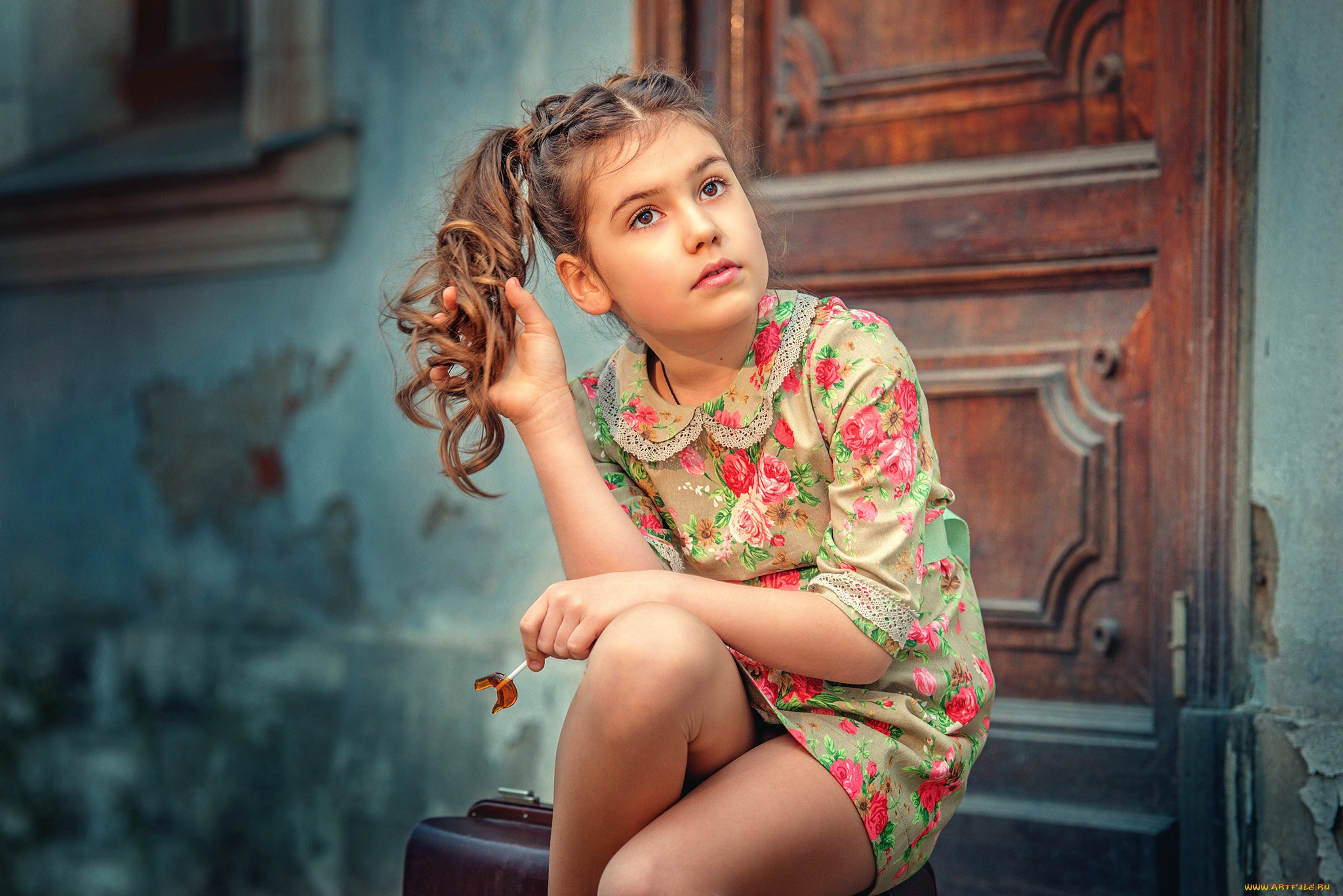 разное, дети, девочка, леденец, порог