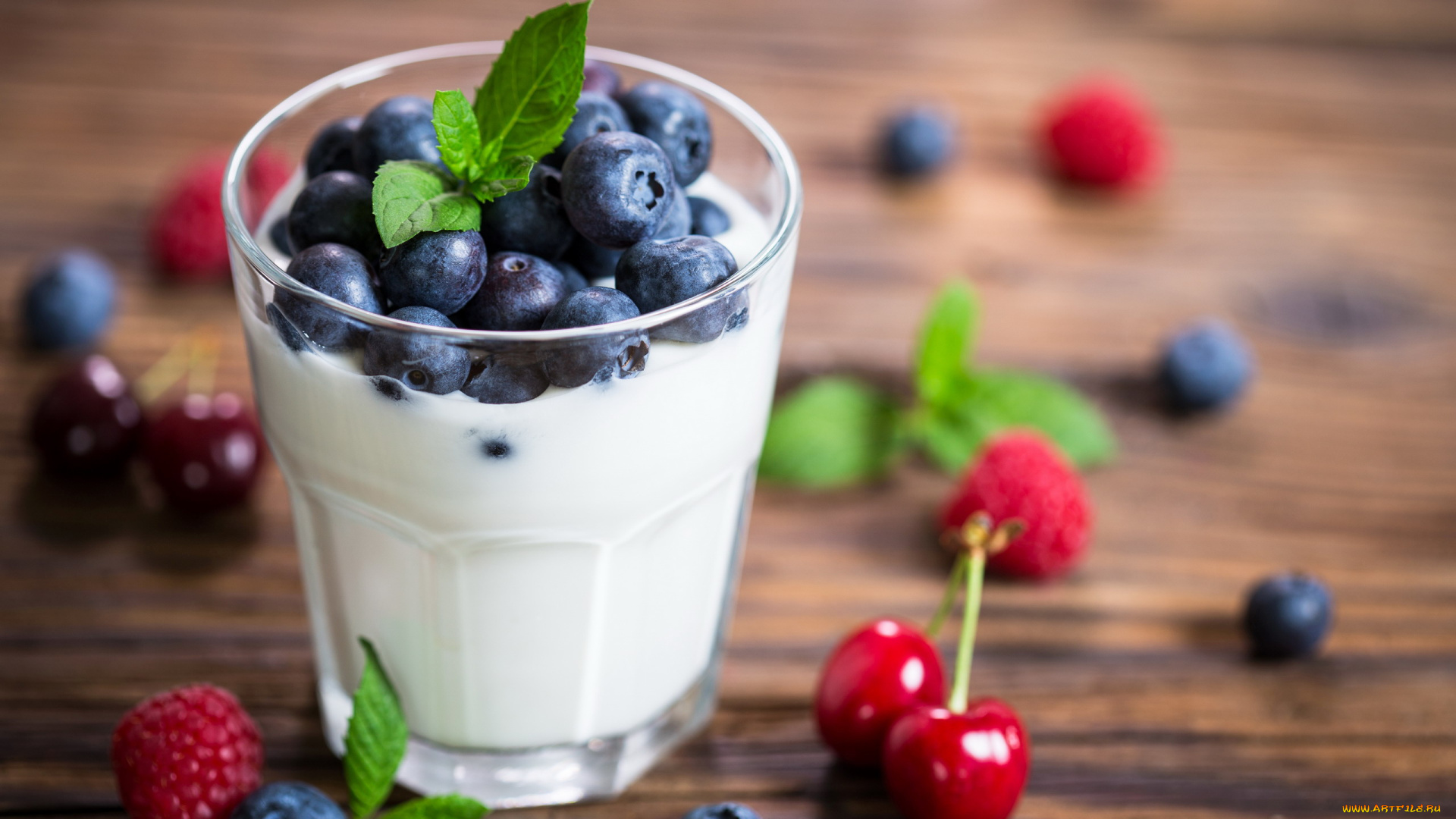 еда, мороженое, , десерты, ягоды, молочный, десерт, черника, мята