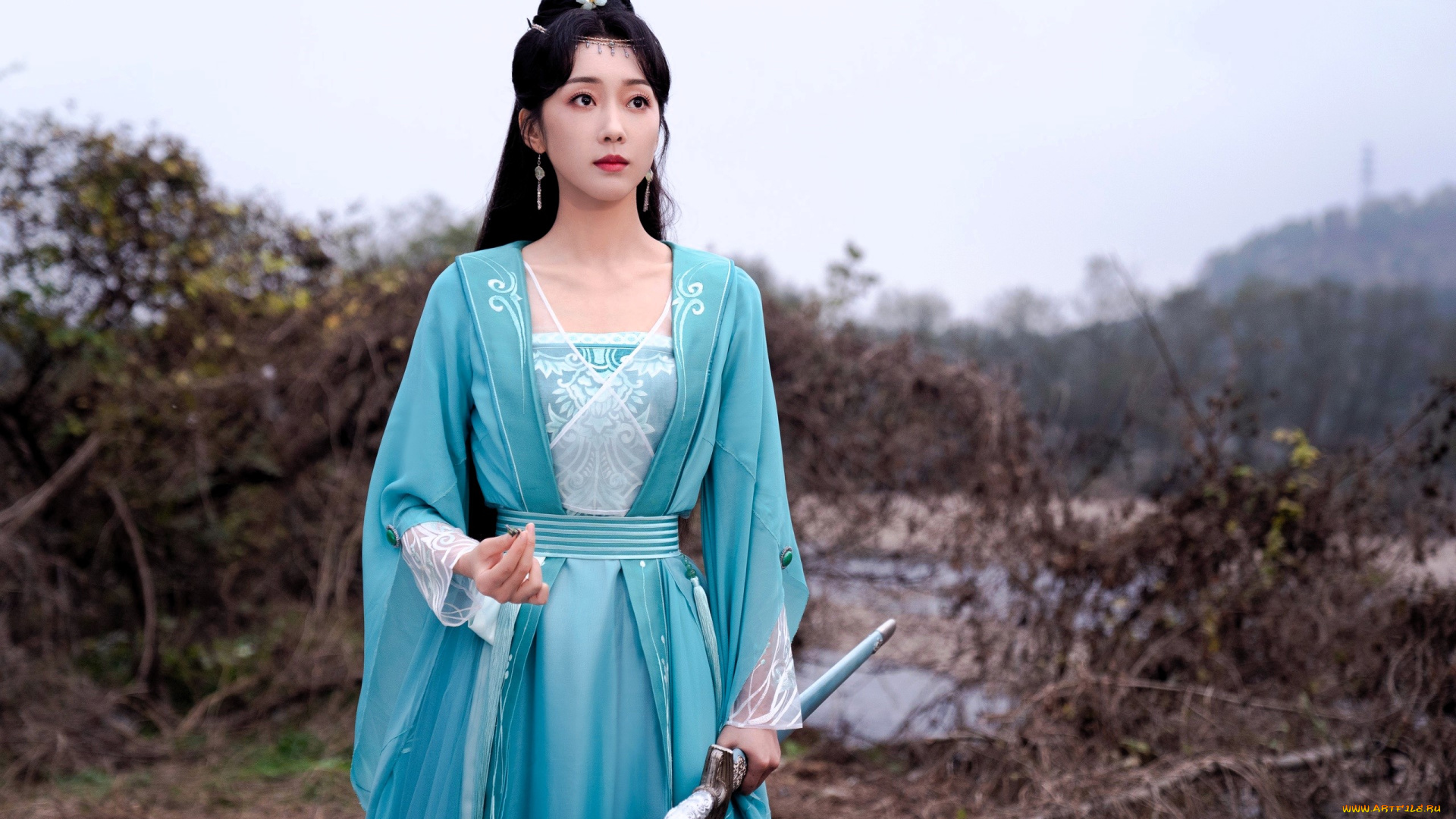 кино, фильмы, divine, destiny, девушка, меч, кусты