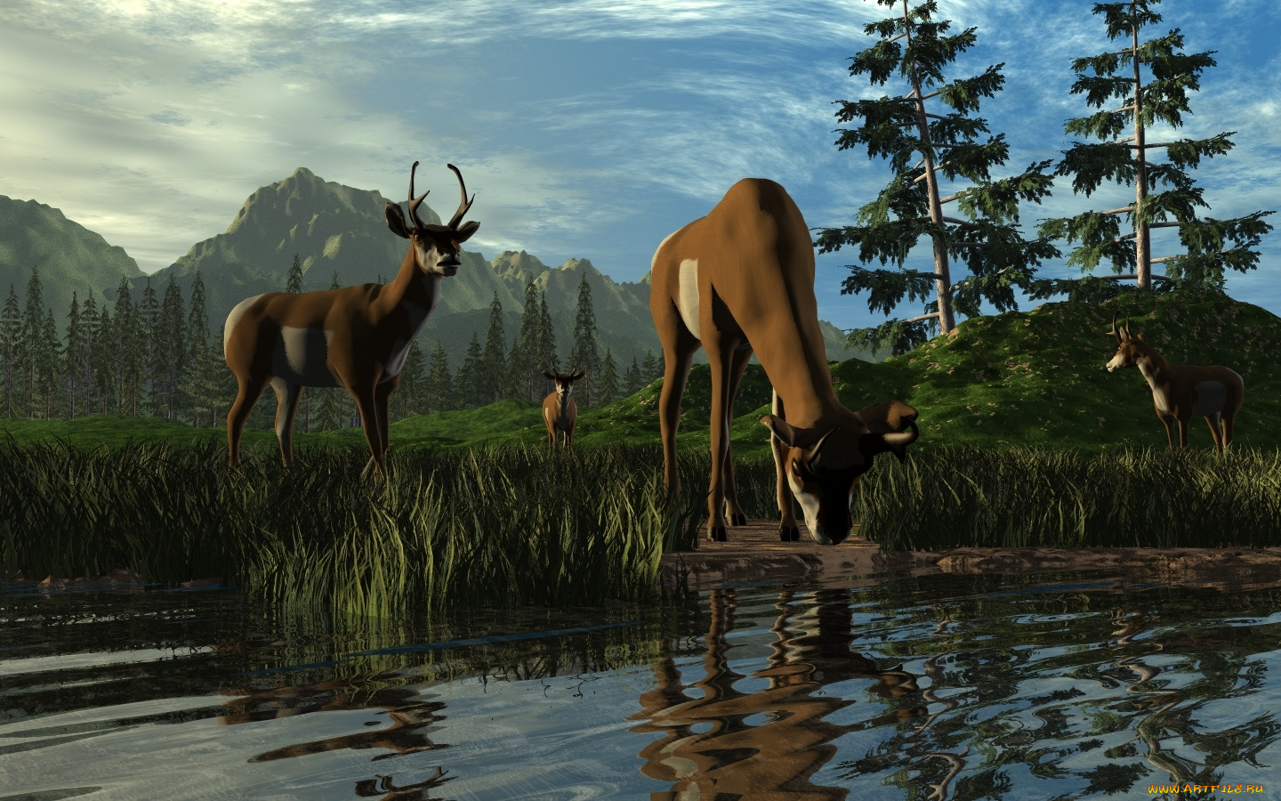 3д, графика, animals, животные