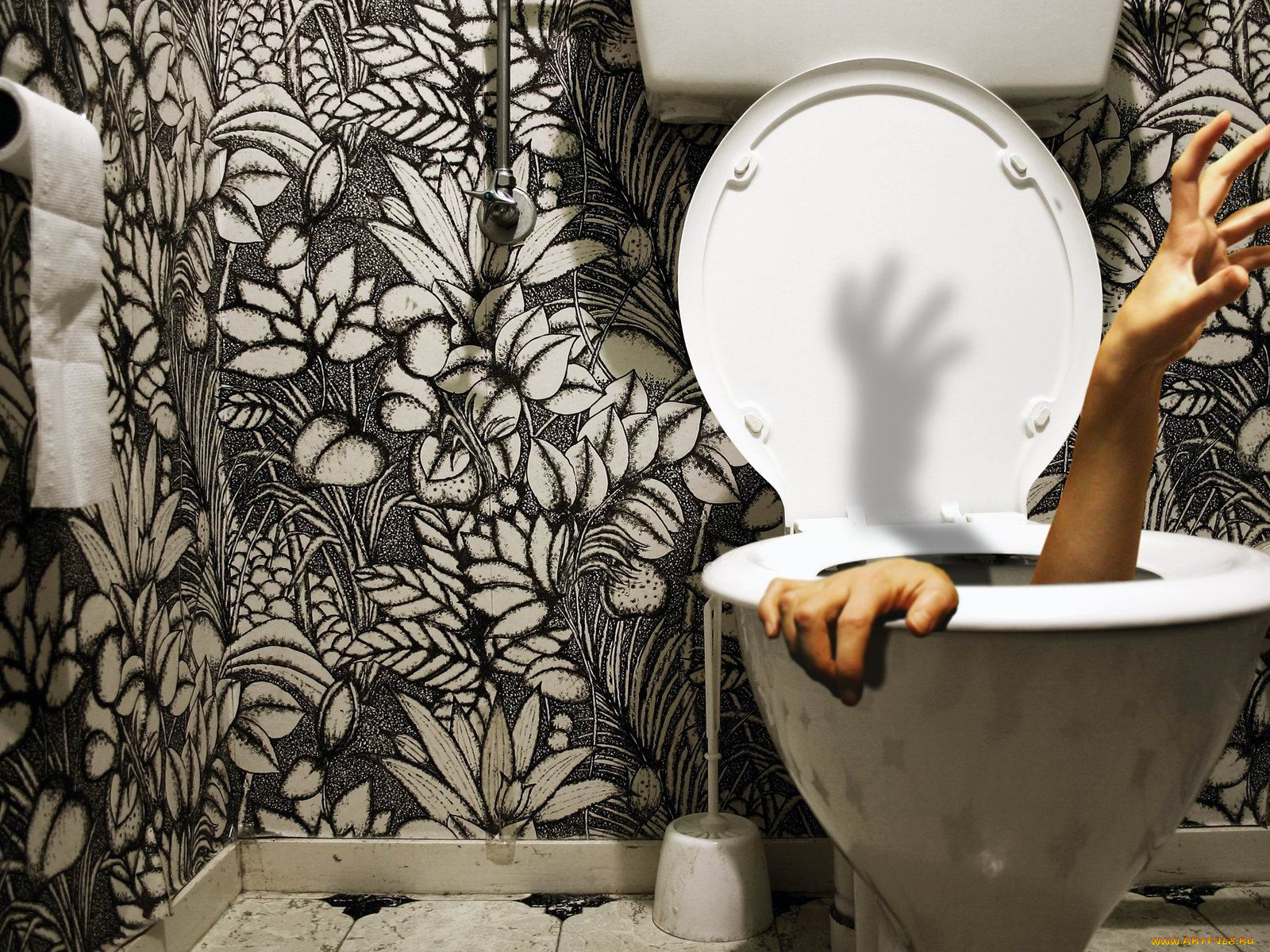 юмор, приколы, толчек, унитаз, рука, туалет